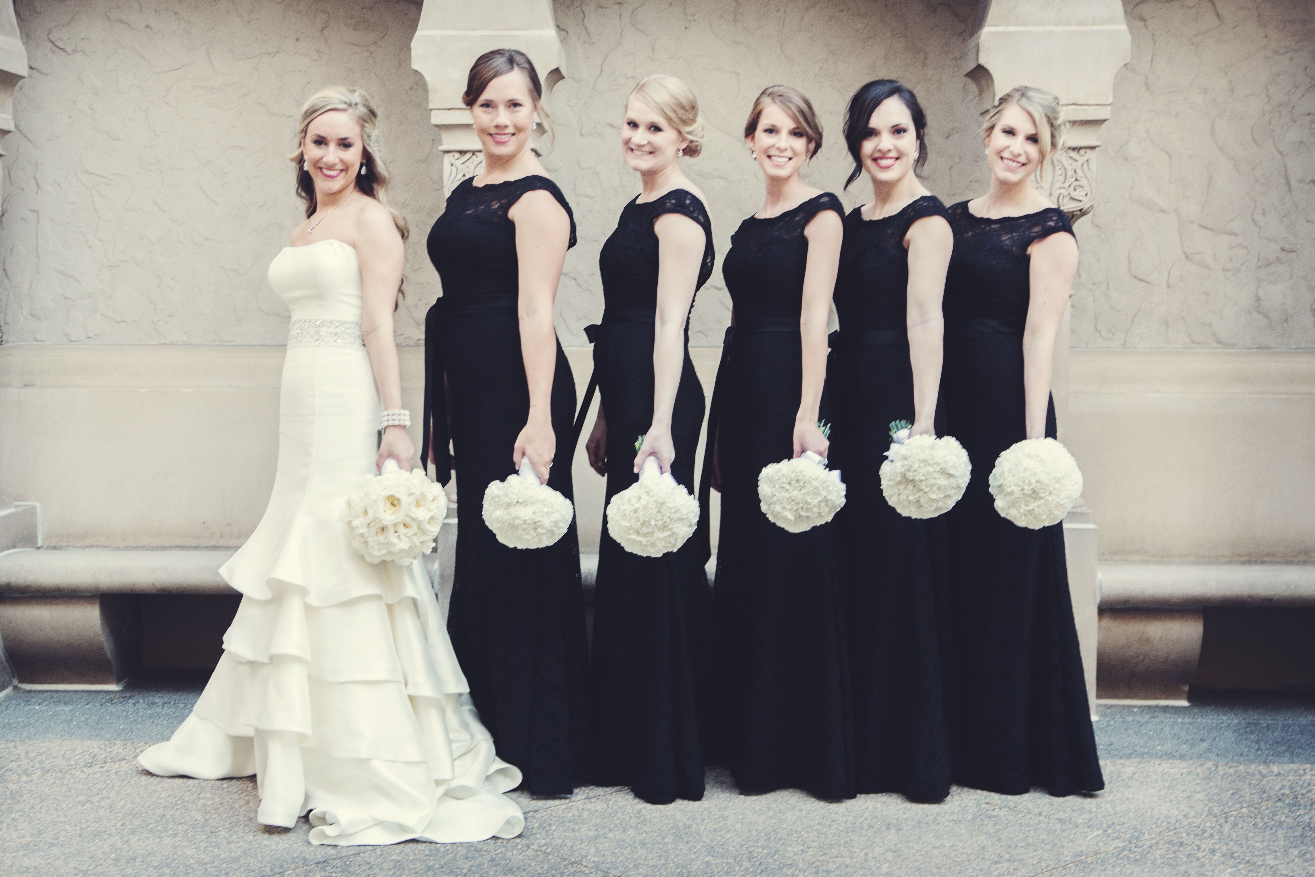 Black and white 2024 wedding bridal party