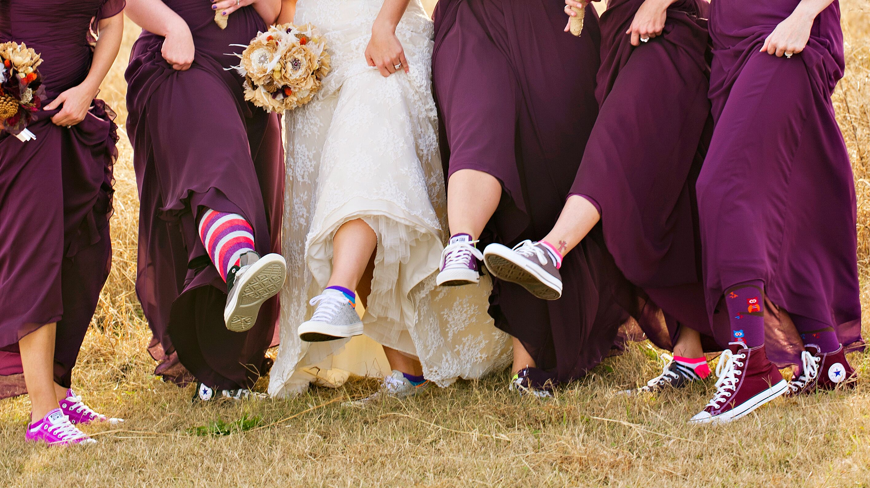 converse with bridesmaid dress