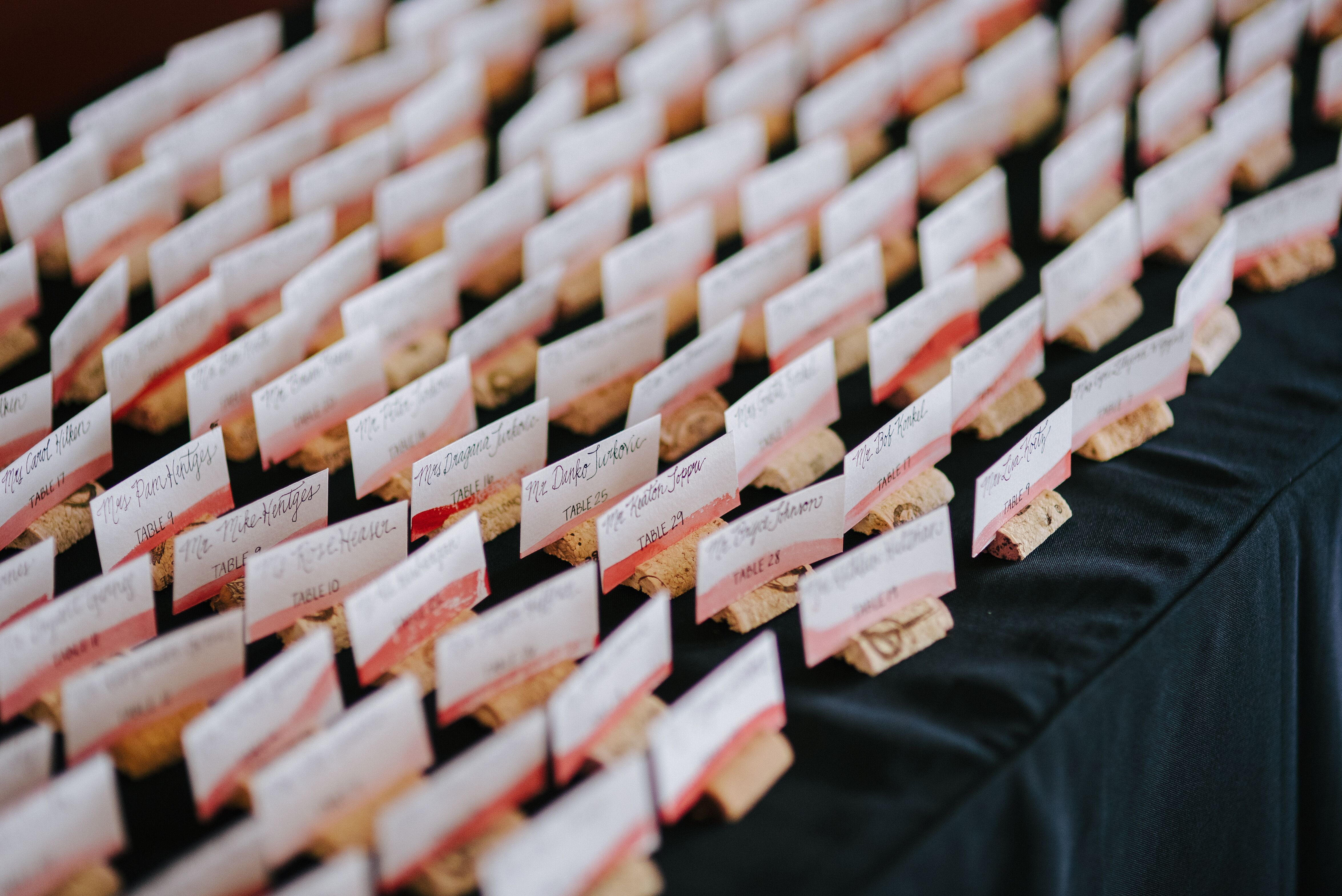 Diy Red Watercolor And Calligraphed Escort Cards