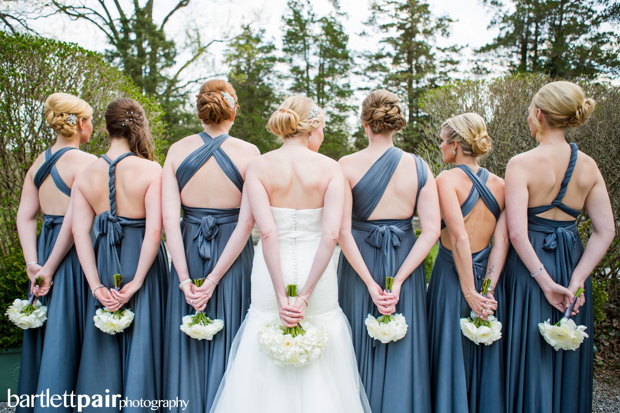 steel blue bridesmaid dresses