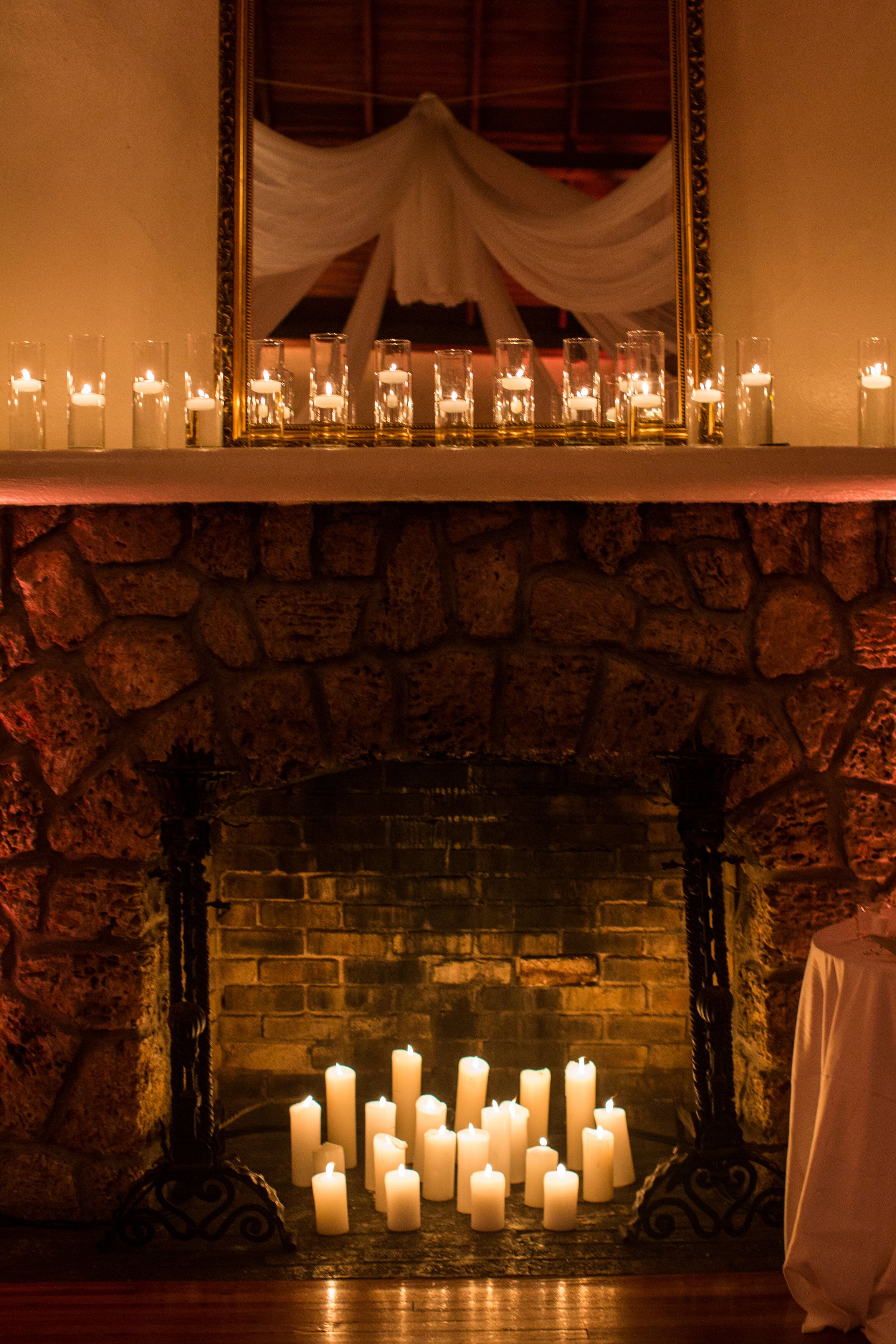 Elegant Fireplace Candle Display