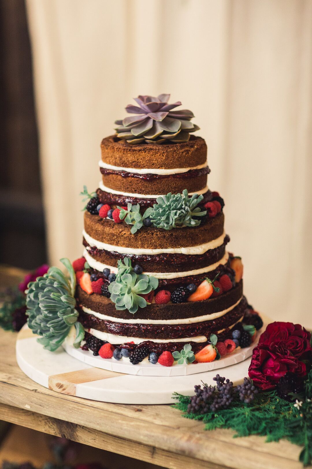 Wintry Naked Cake With Succulents At Terrain At Styers In Glen Mills Pennsylvania