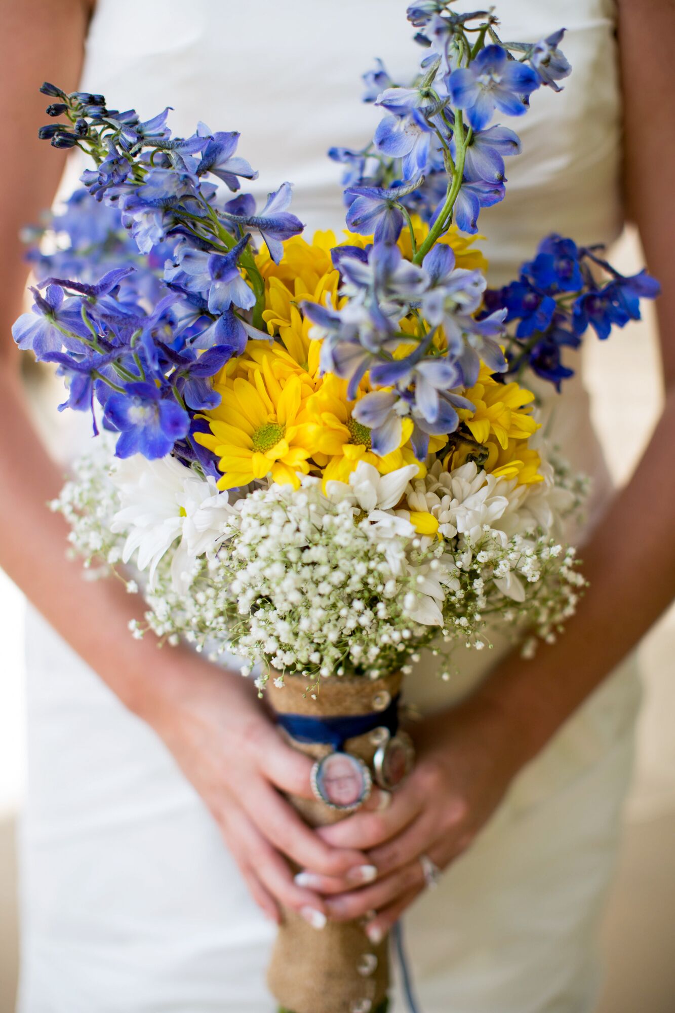 Bouquet of Delphiniums Daisies and Baby s Breath