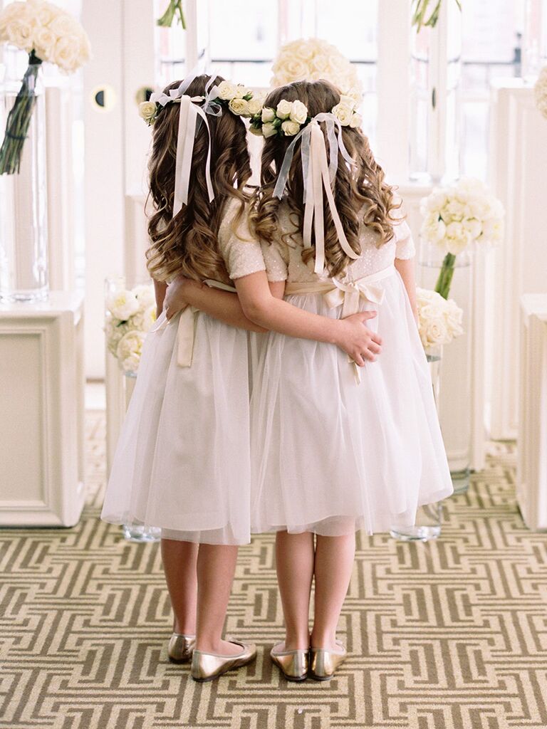 Long curly hairstyle with headband for flower girls