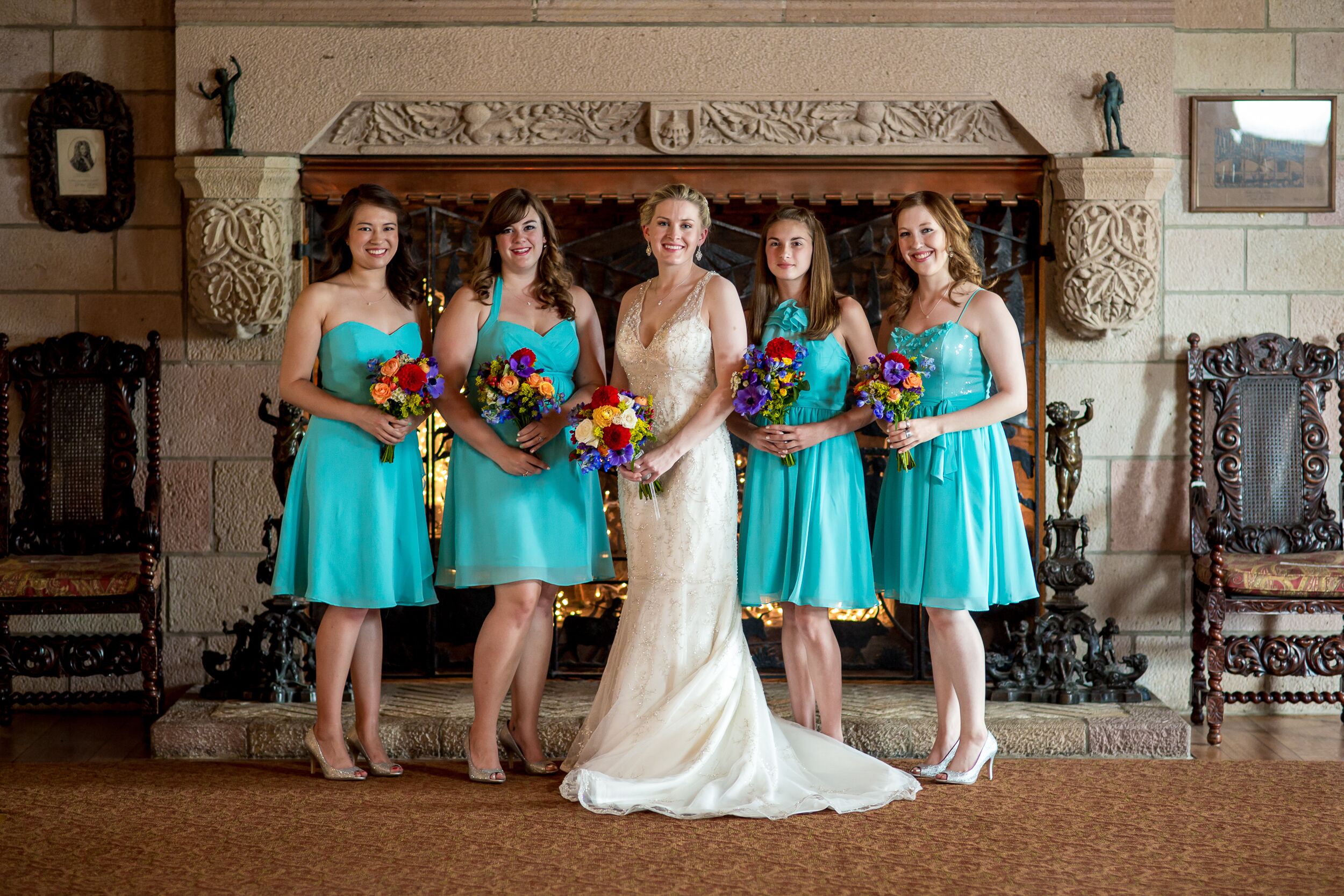 bright blue bridesmaid dress