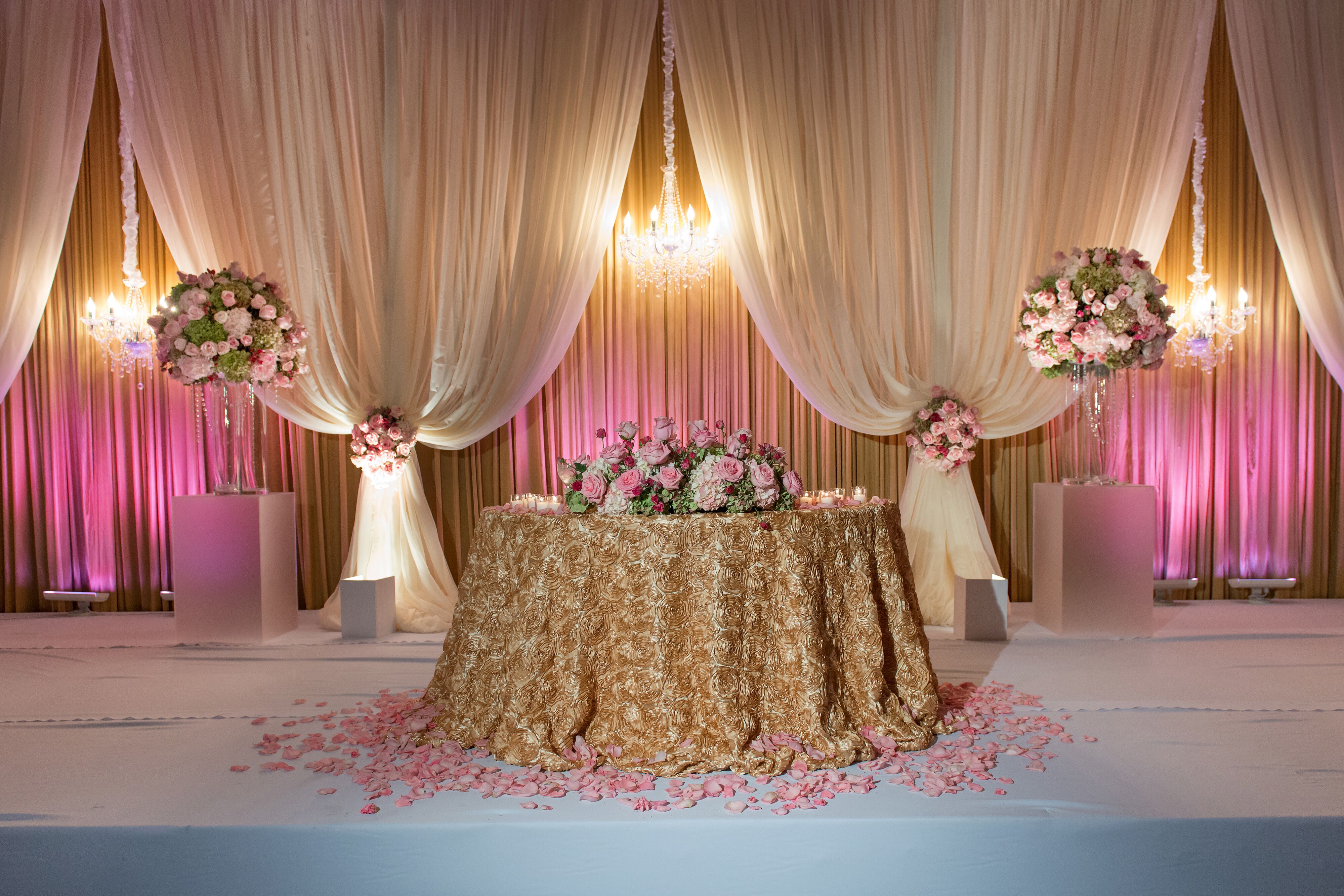 Pink and Gold Reception Decor