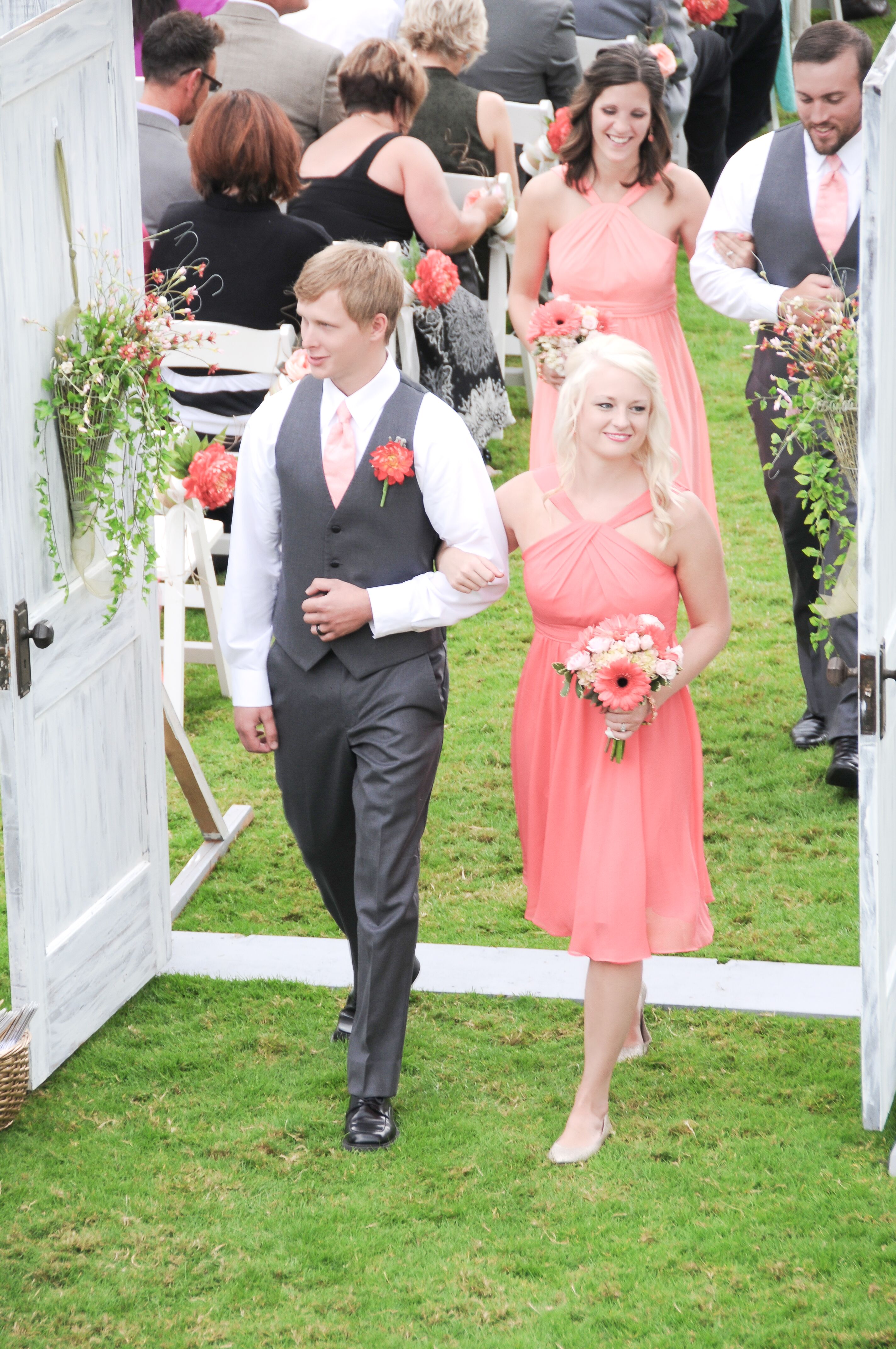 Coral shop groomsmen attire