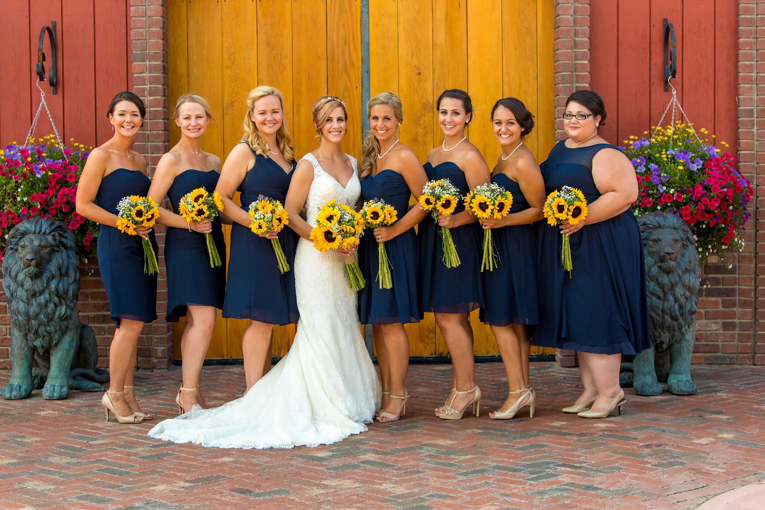 navy blue knee length bridesmaid dresses