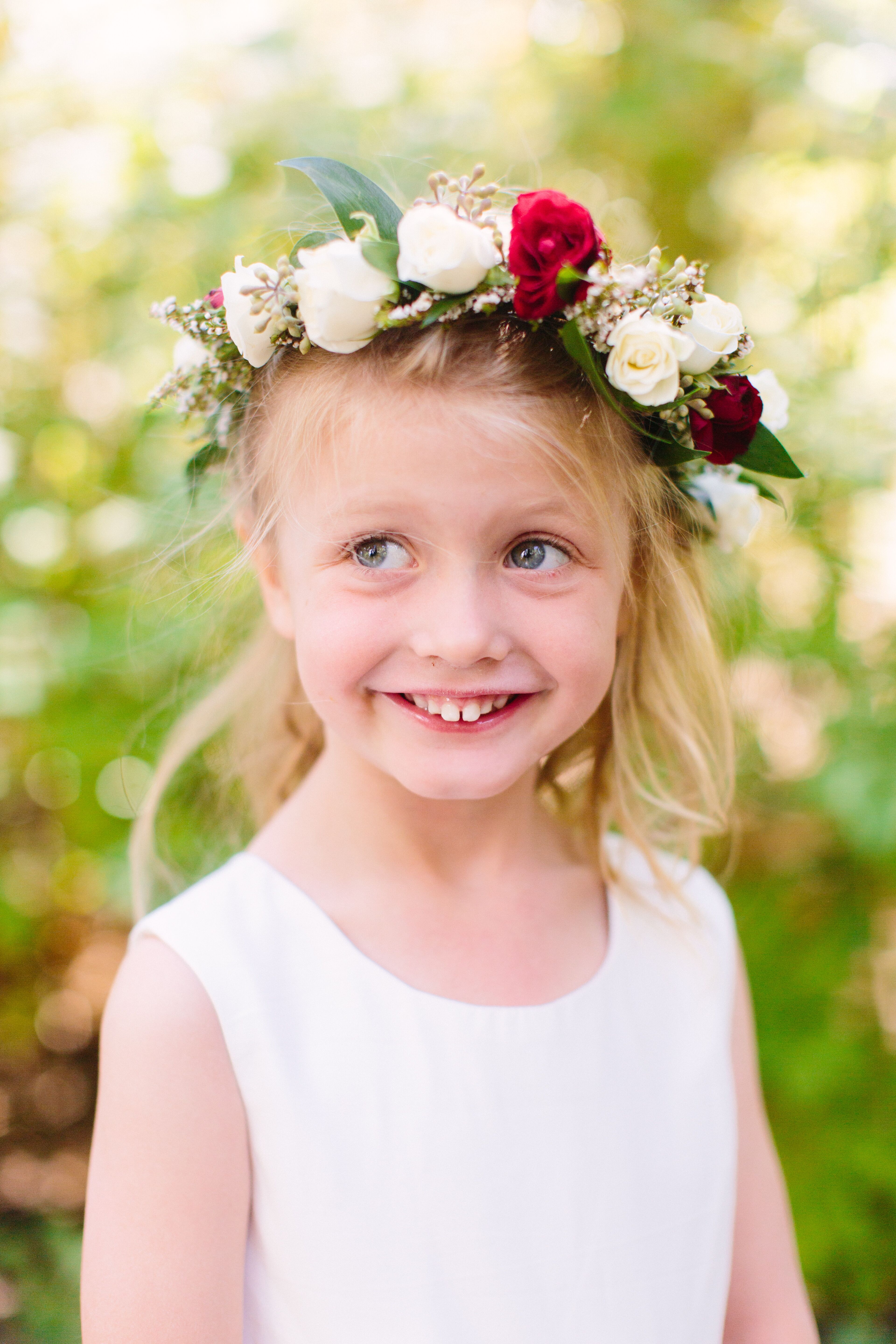 Ivory and Red Flower Crown