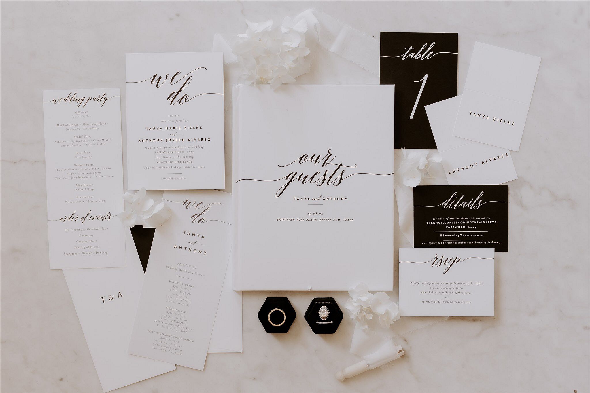 Black-and-White Wedding Invitation With Calligraphy