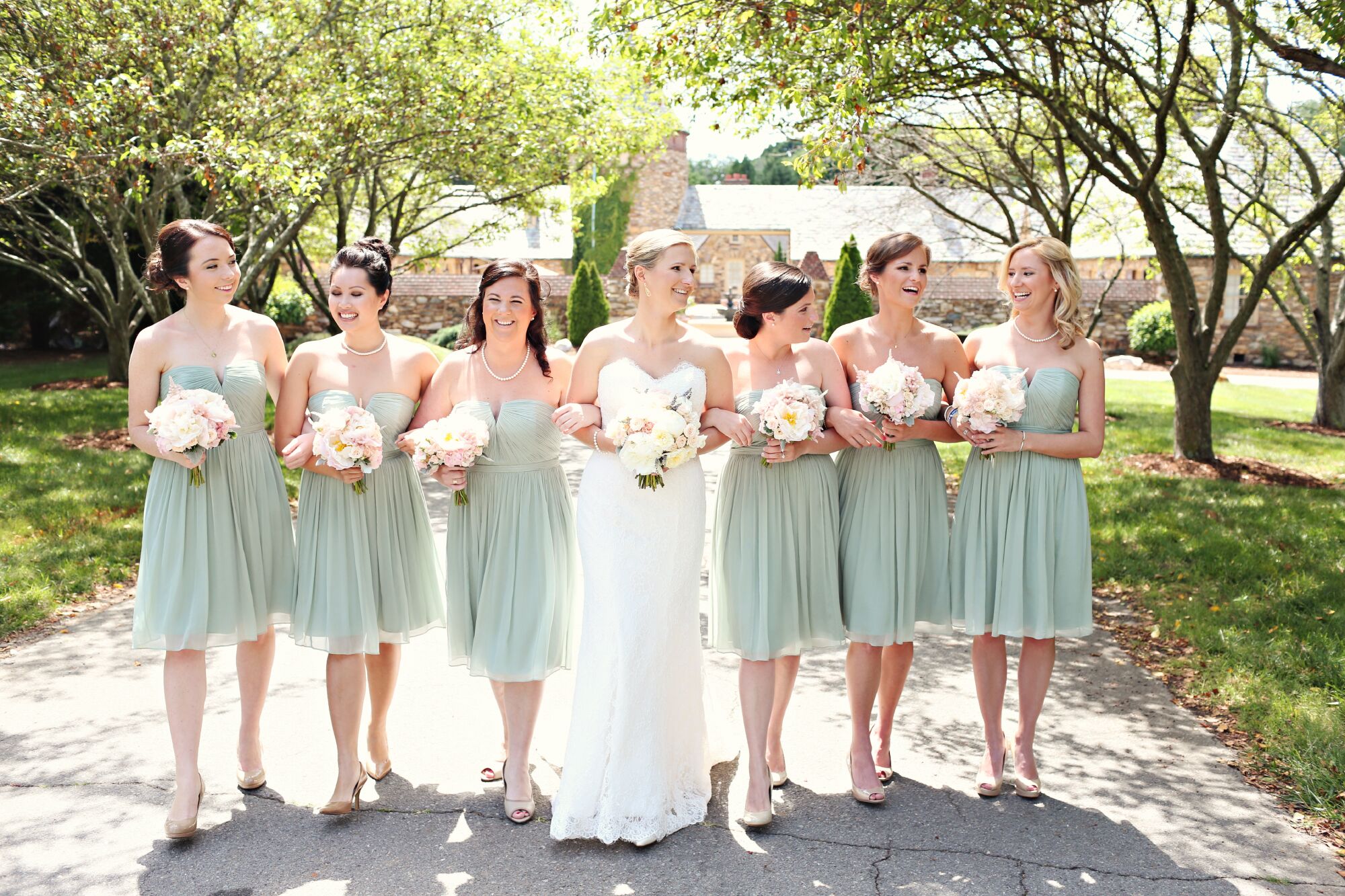 Green bridesmaid dresses short sale