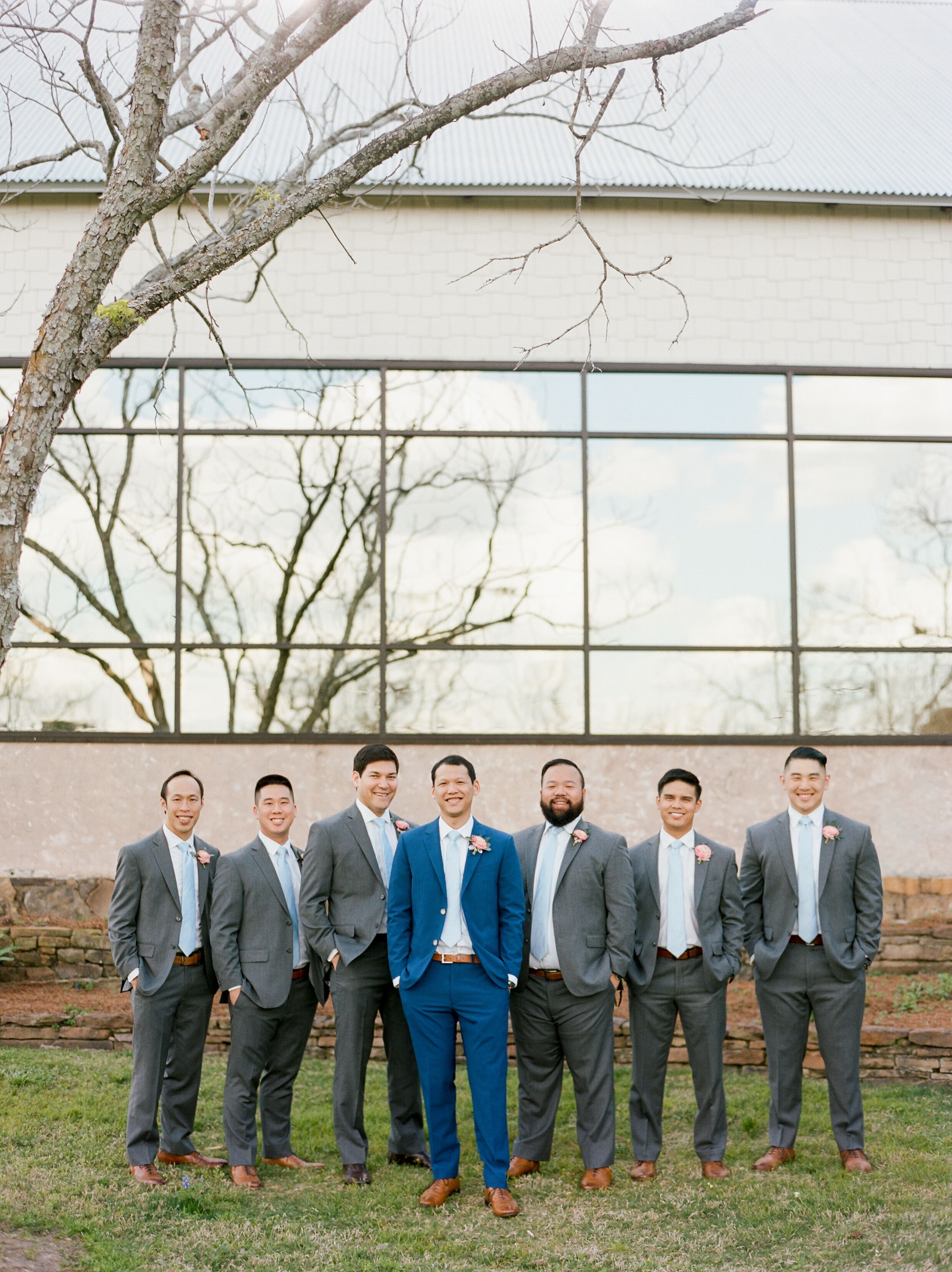 Blue groom hot sale grey groomsmen