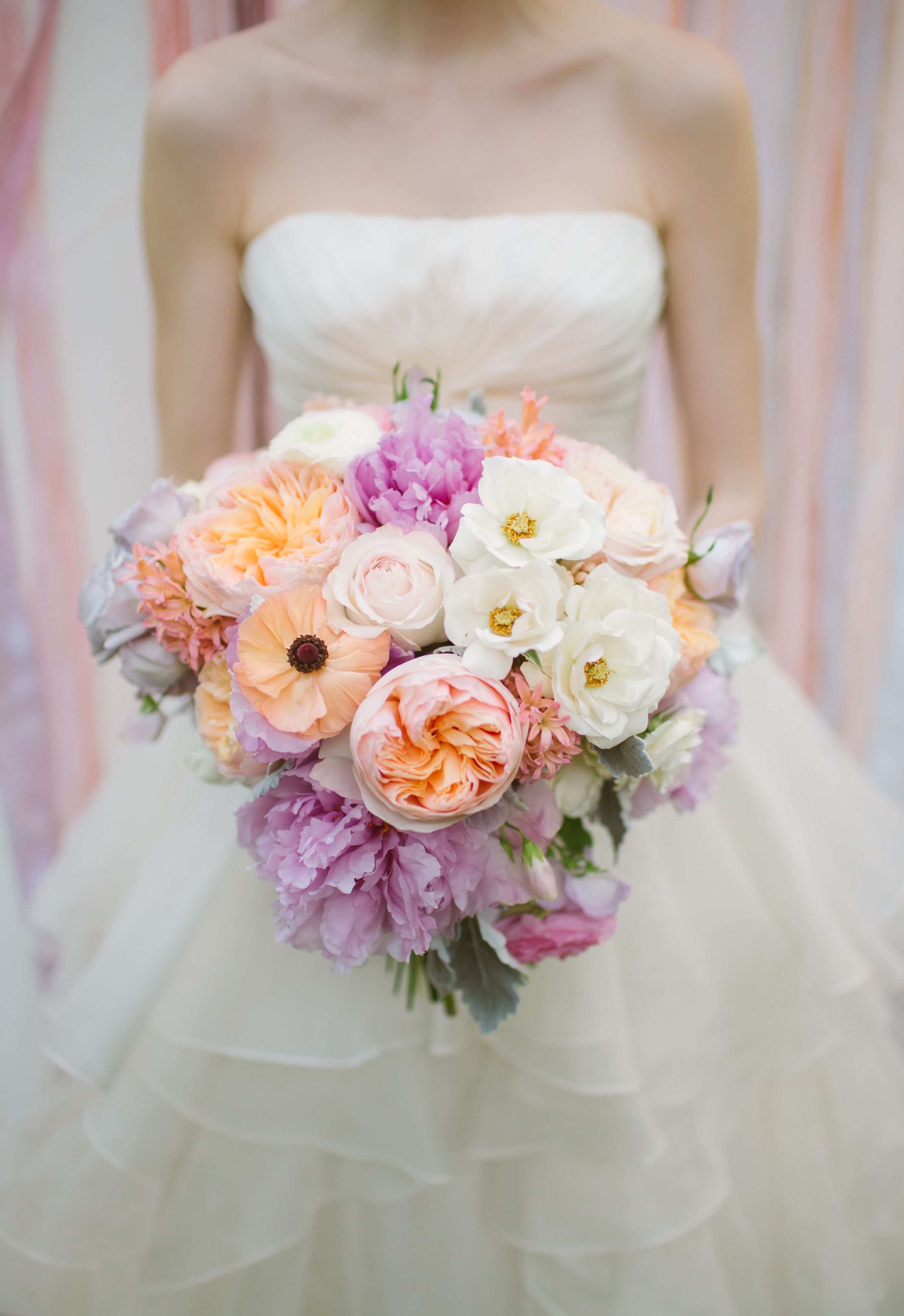 Pink, Peach and Lavender Spring Bridal Bouquet