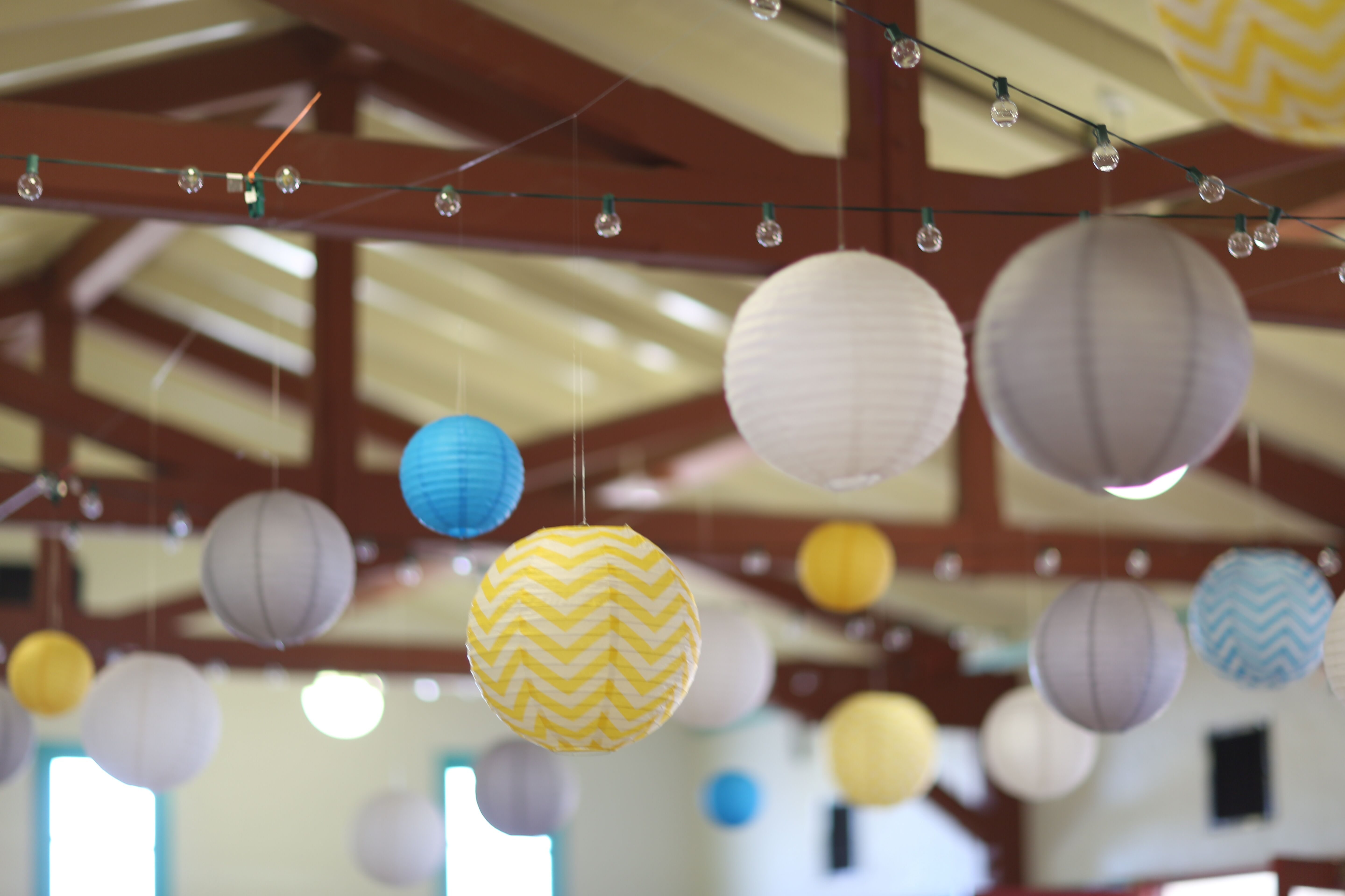 Colorful Paper Lanterns Hanging From Ceiling