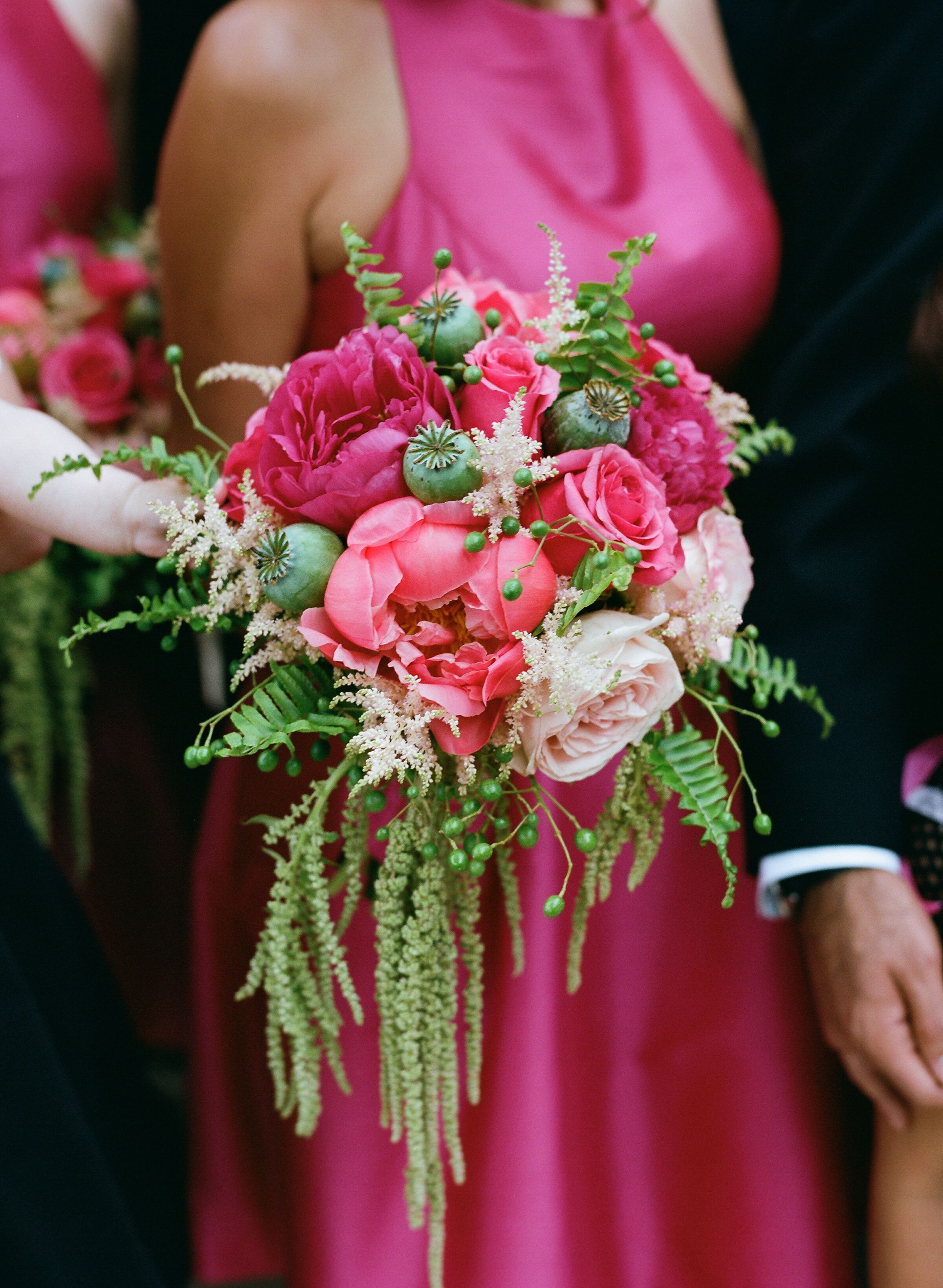 Hot Pink Bridal Bouquets And Bridesmaid Dresses 8615