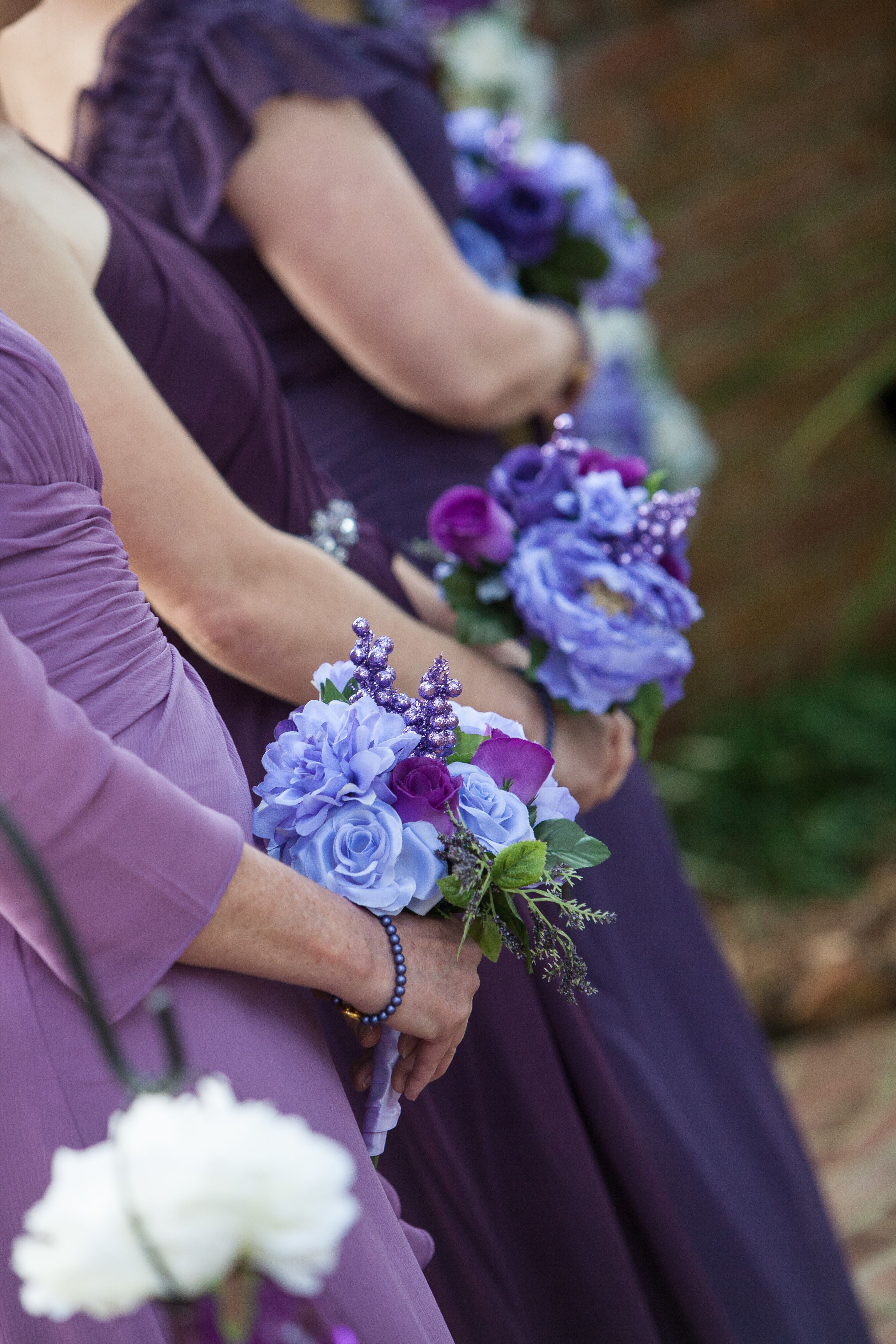 Bridesmaid Bouquets in Shades of Purple