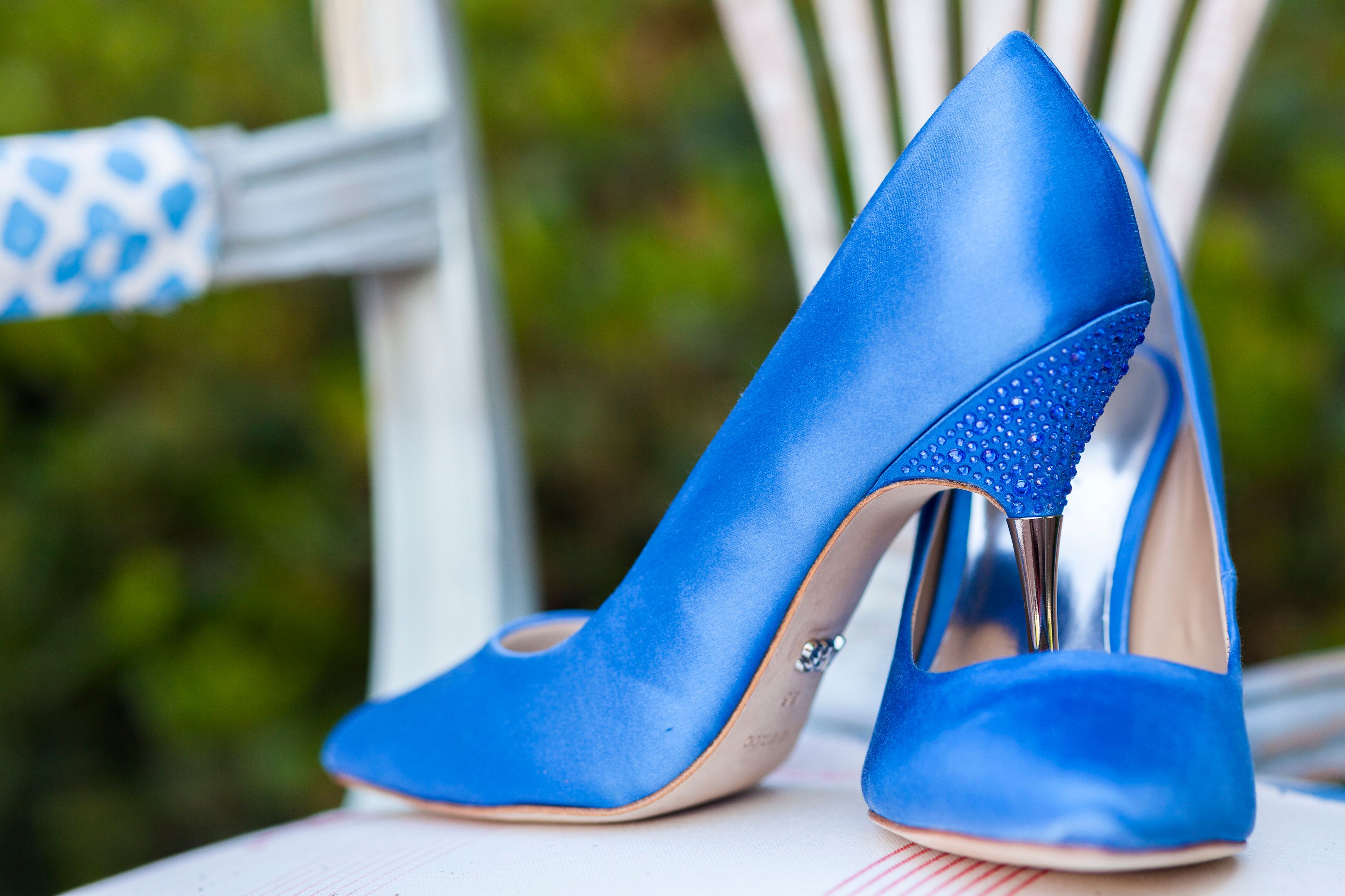 Royal Blue Bridal Shoes on Chair