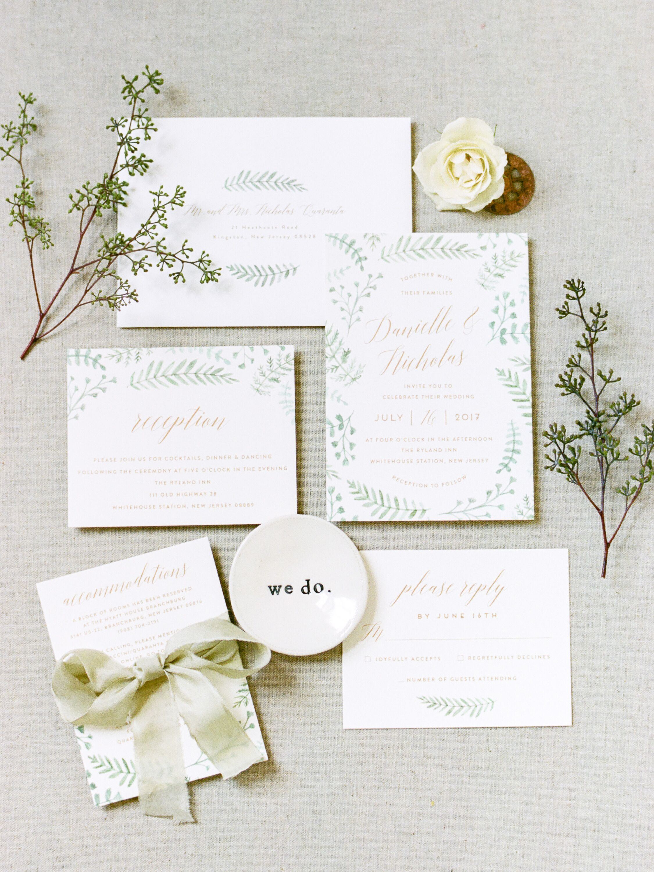 Classic Invitation Suite with Botanical Illustrations