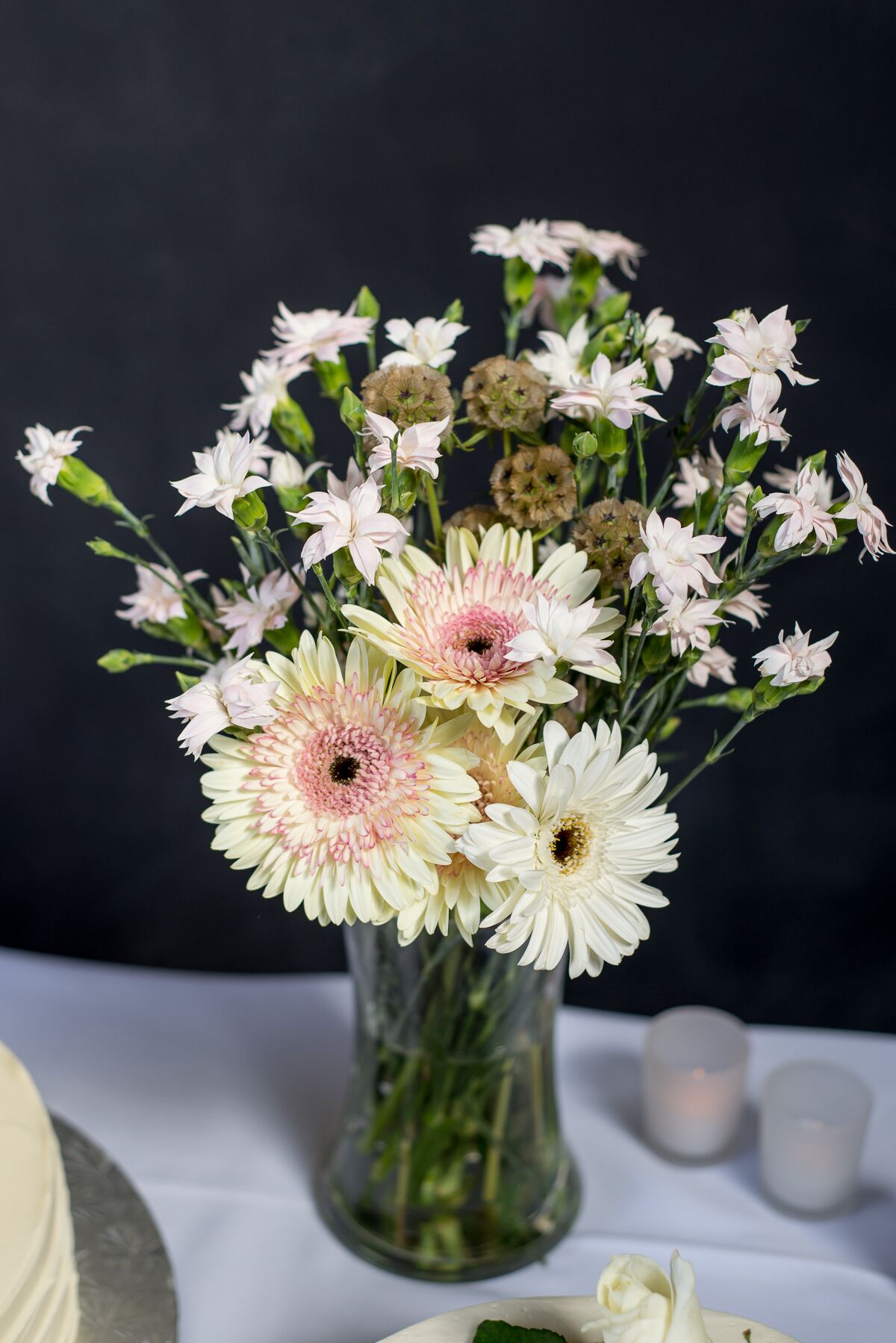 Gerbera Daisy And Scabiosa Flower Arrangement