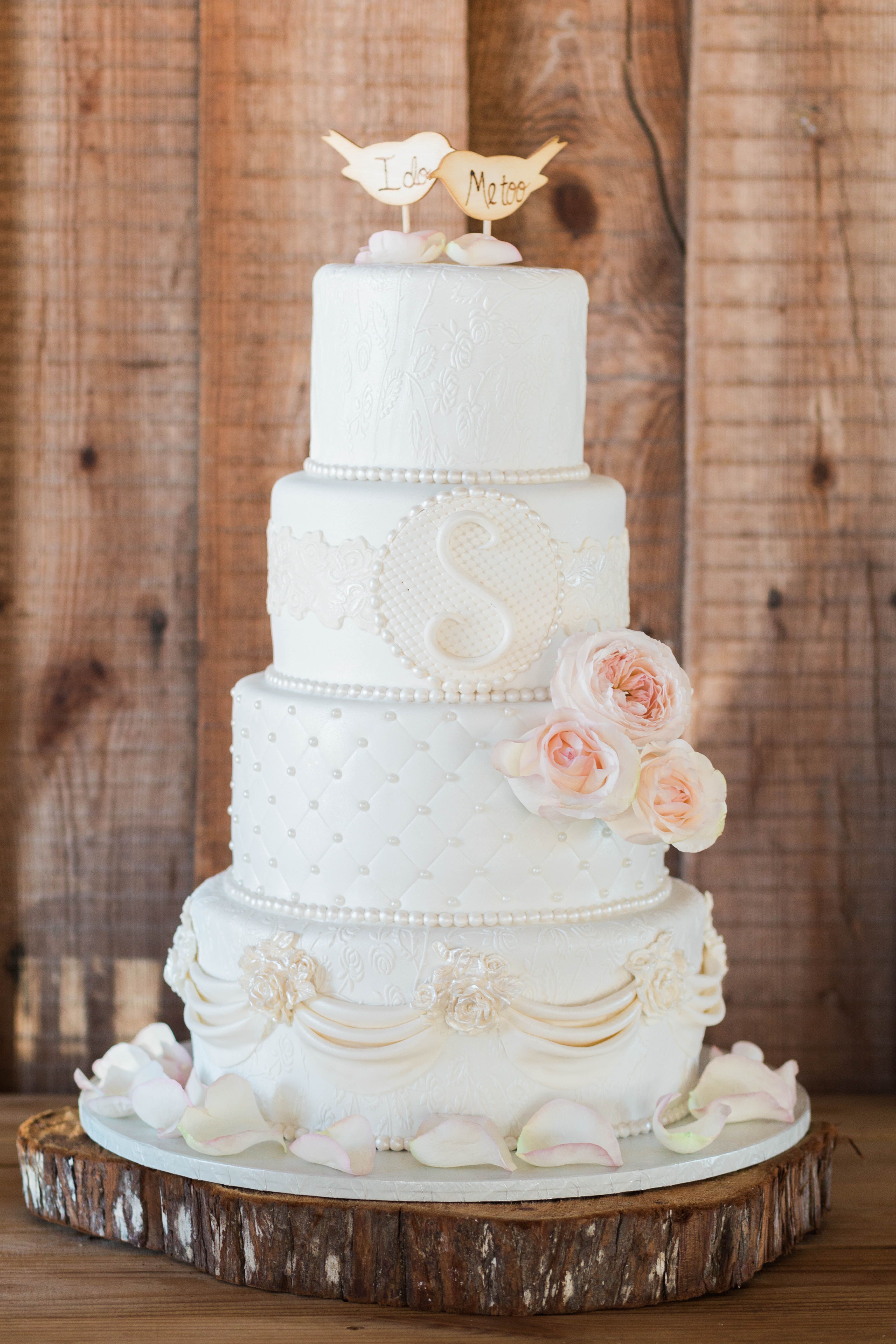 Intricate Textured Four Tier Wedding Cake