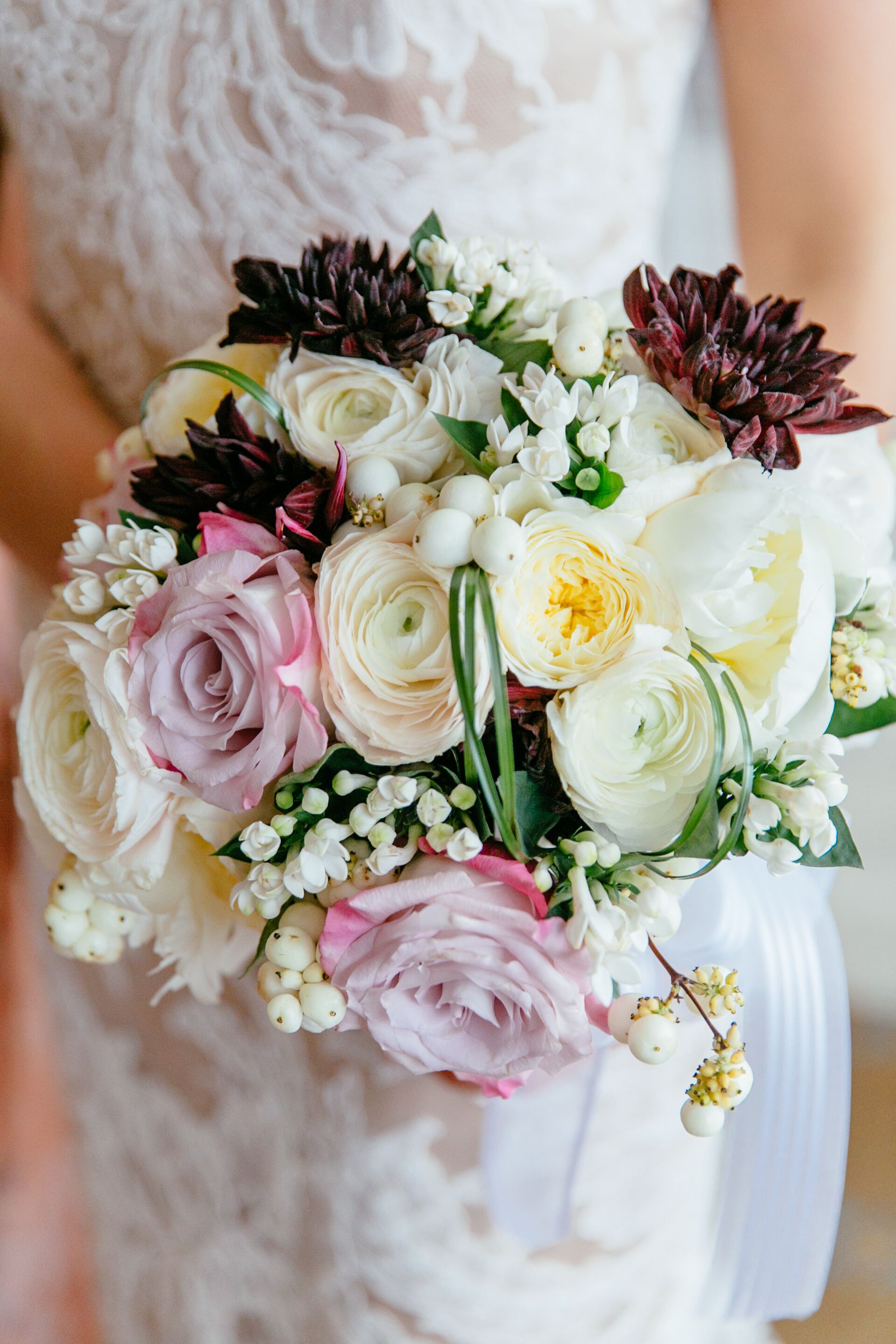 Pink Rose and White Ranunculus Bouquet