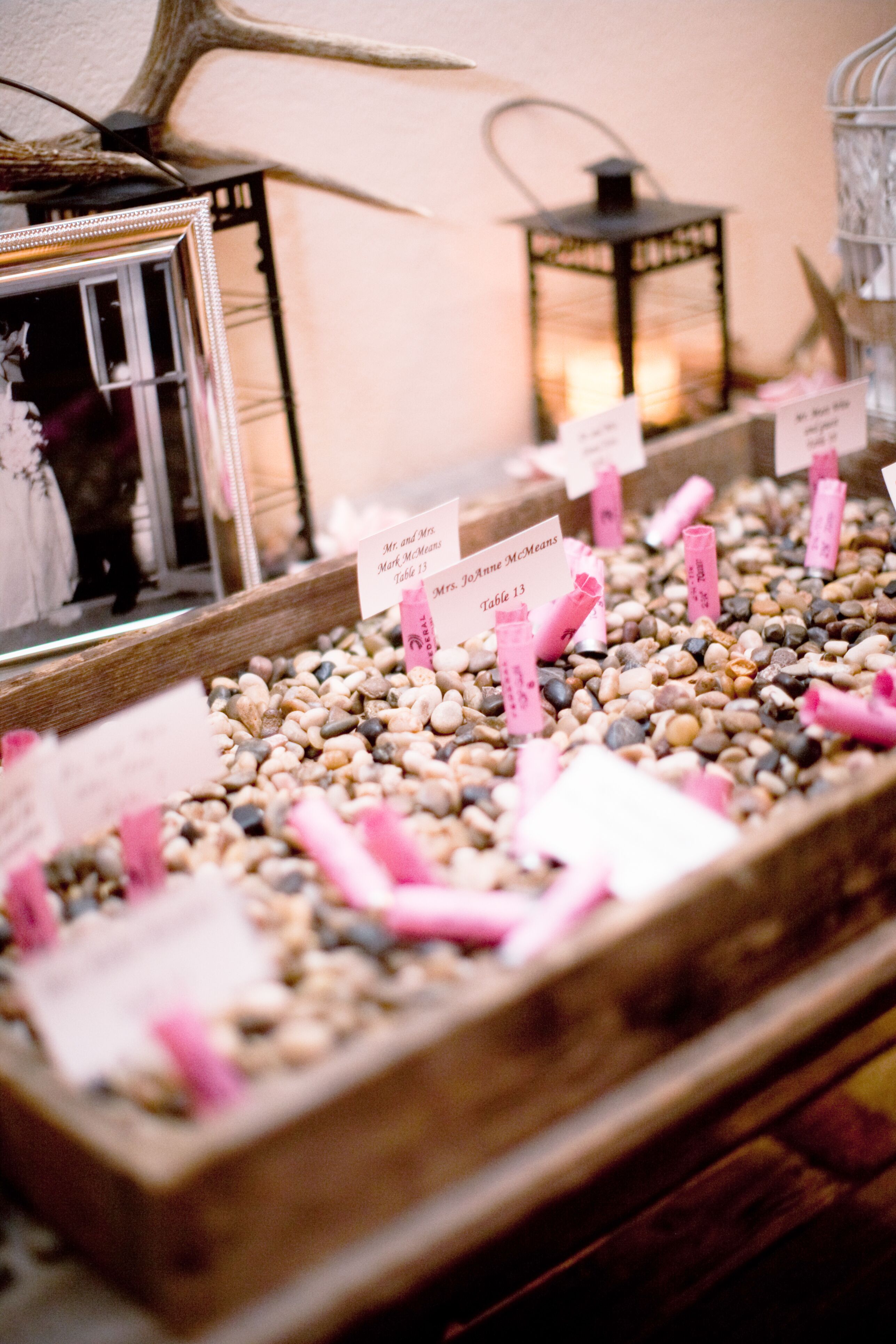Pink Shotgun Shell Escort Cards