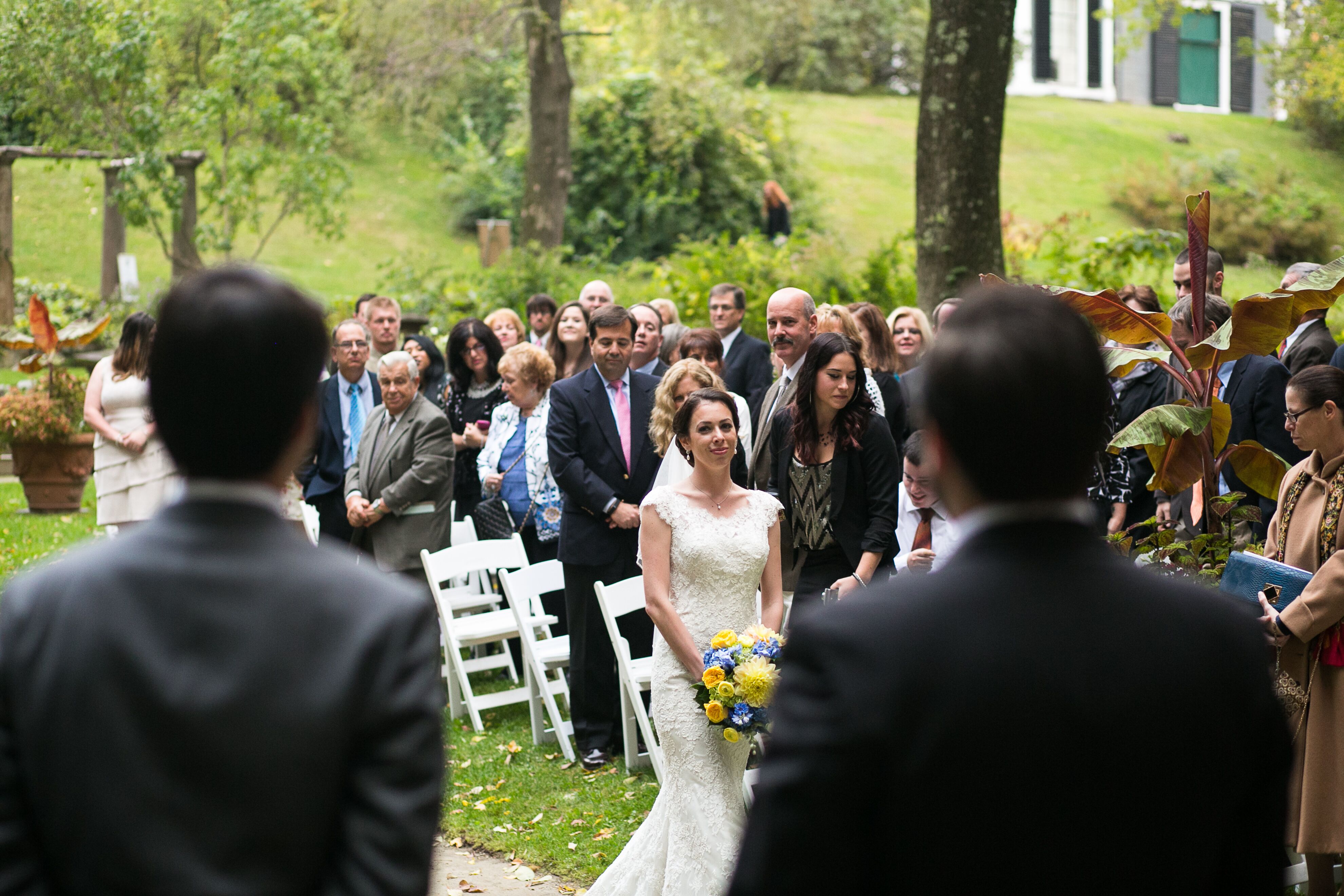 Outdoor Wedding Processional at Codman Estate Garden