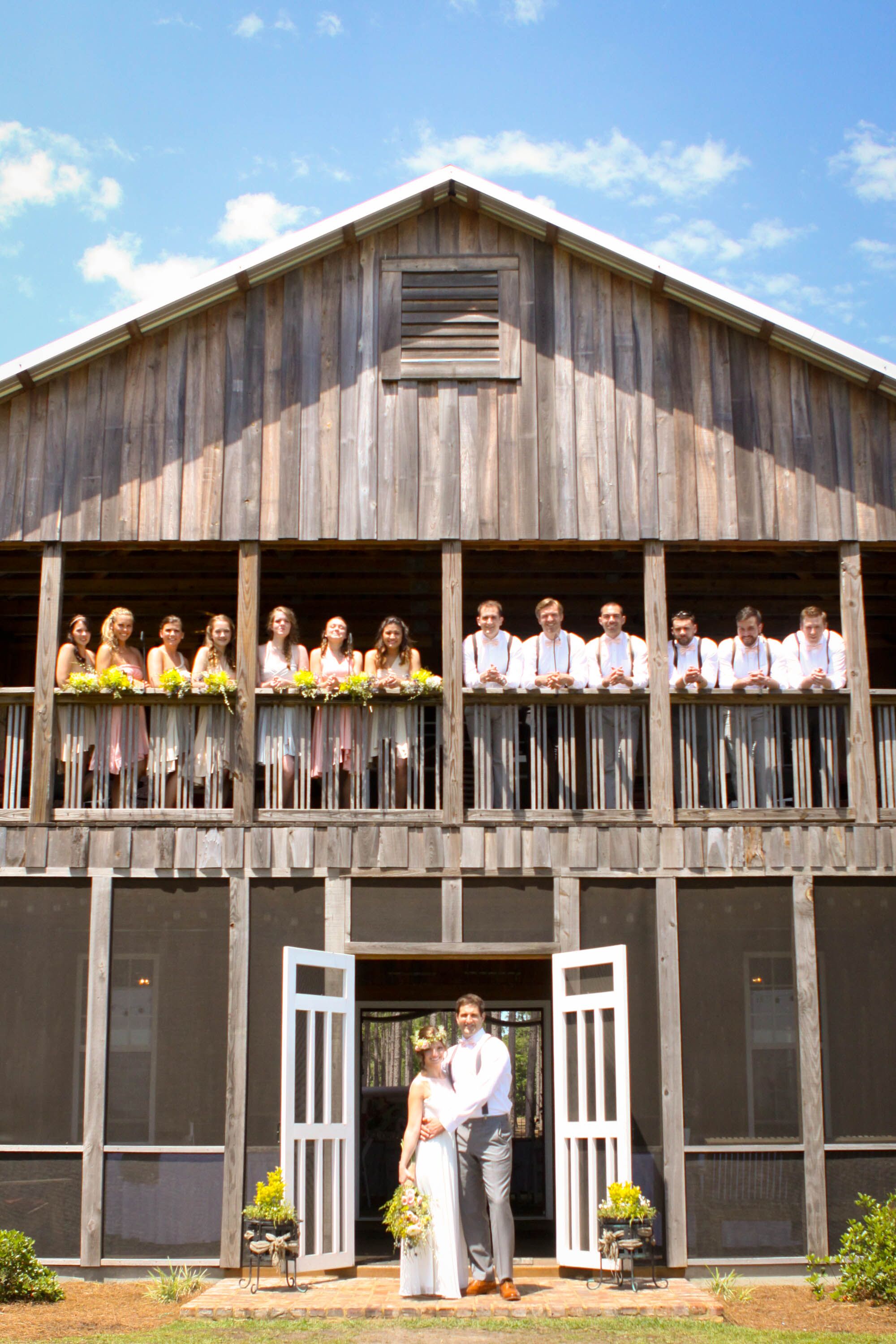 Rustic Barn Wedding Party Photo