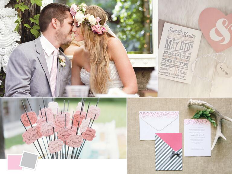 Romantic light pink and gray wedding color palette
