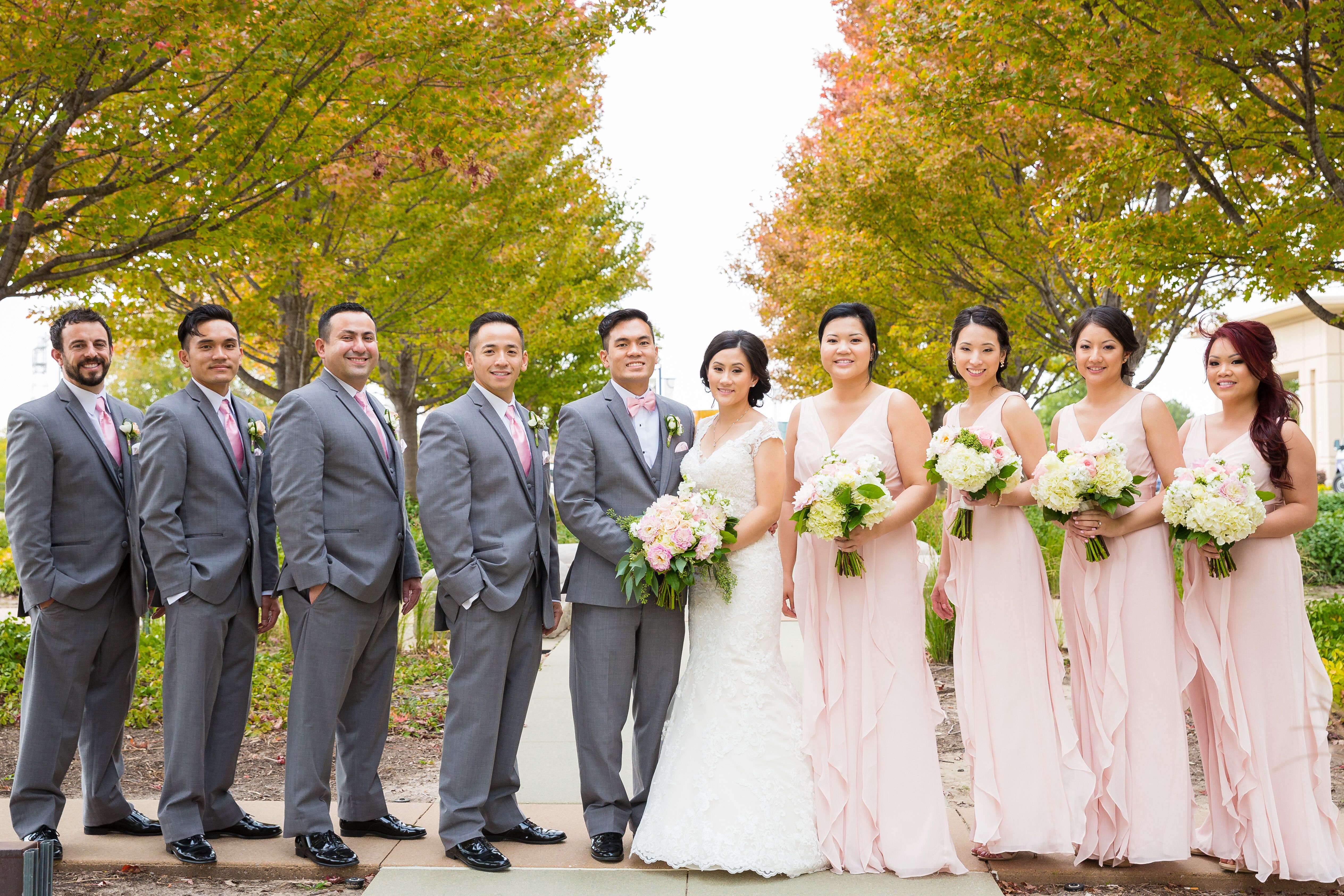 Grey and hotsell blush dress