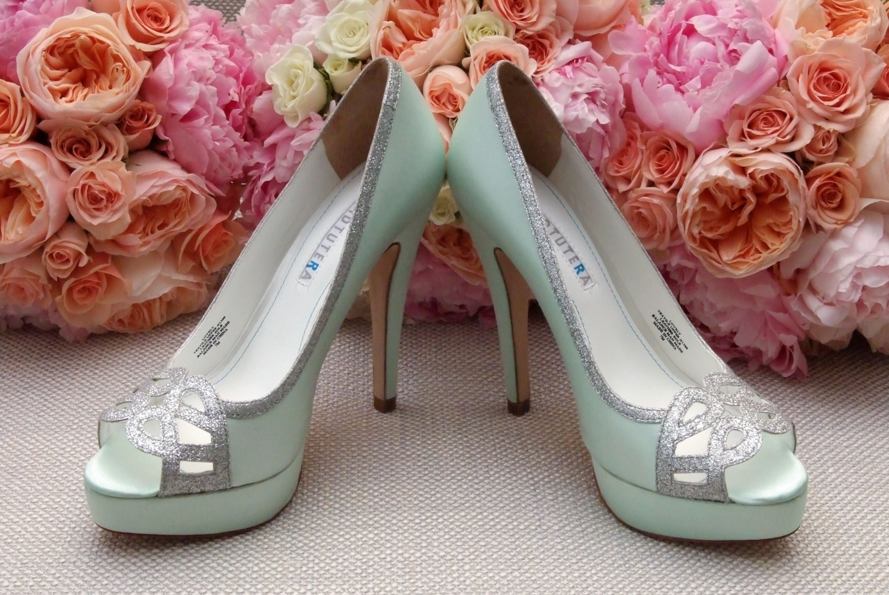 Mint green bridal on sale shoes