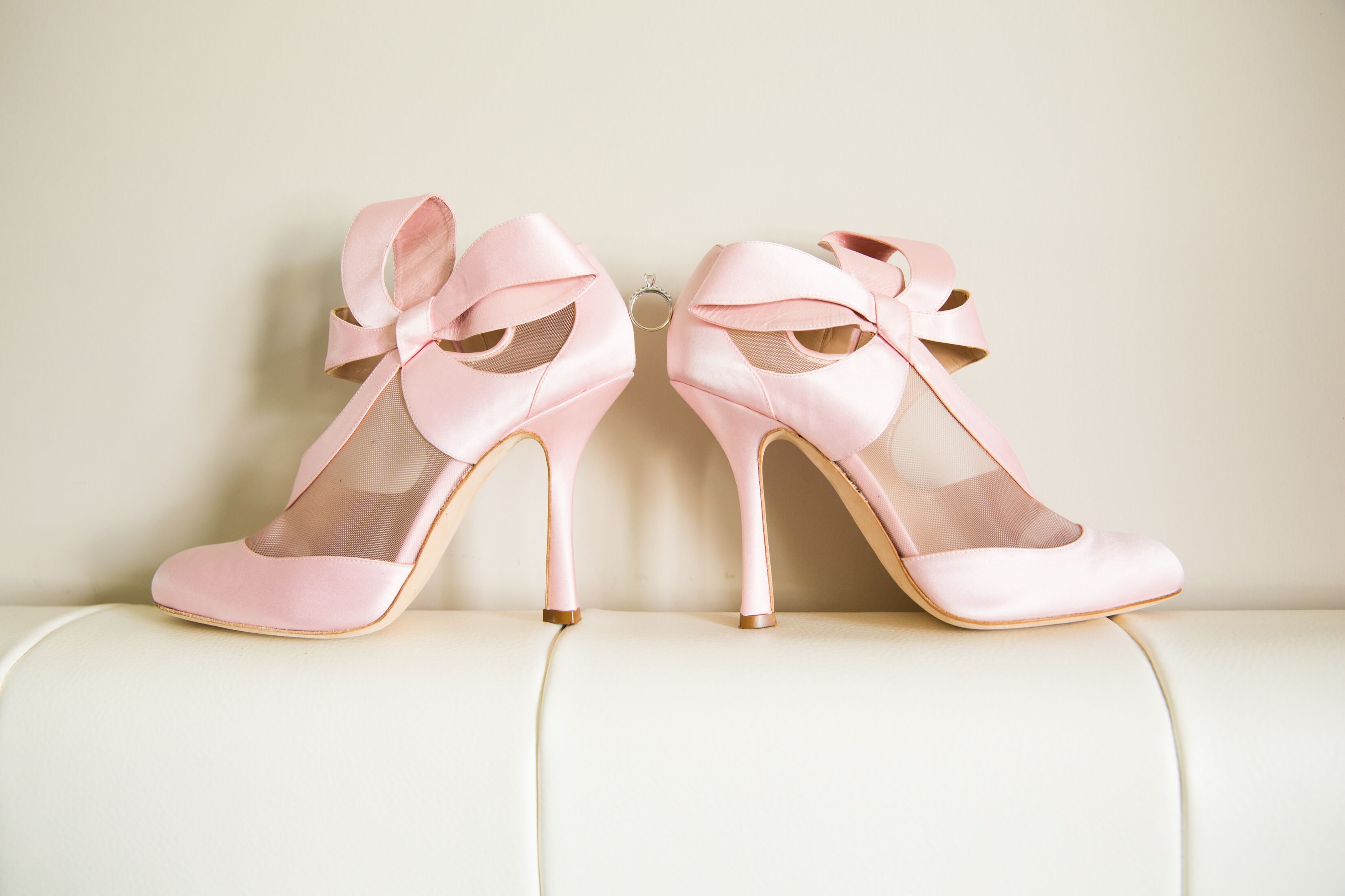 Blush heels with hot sale bow