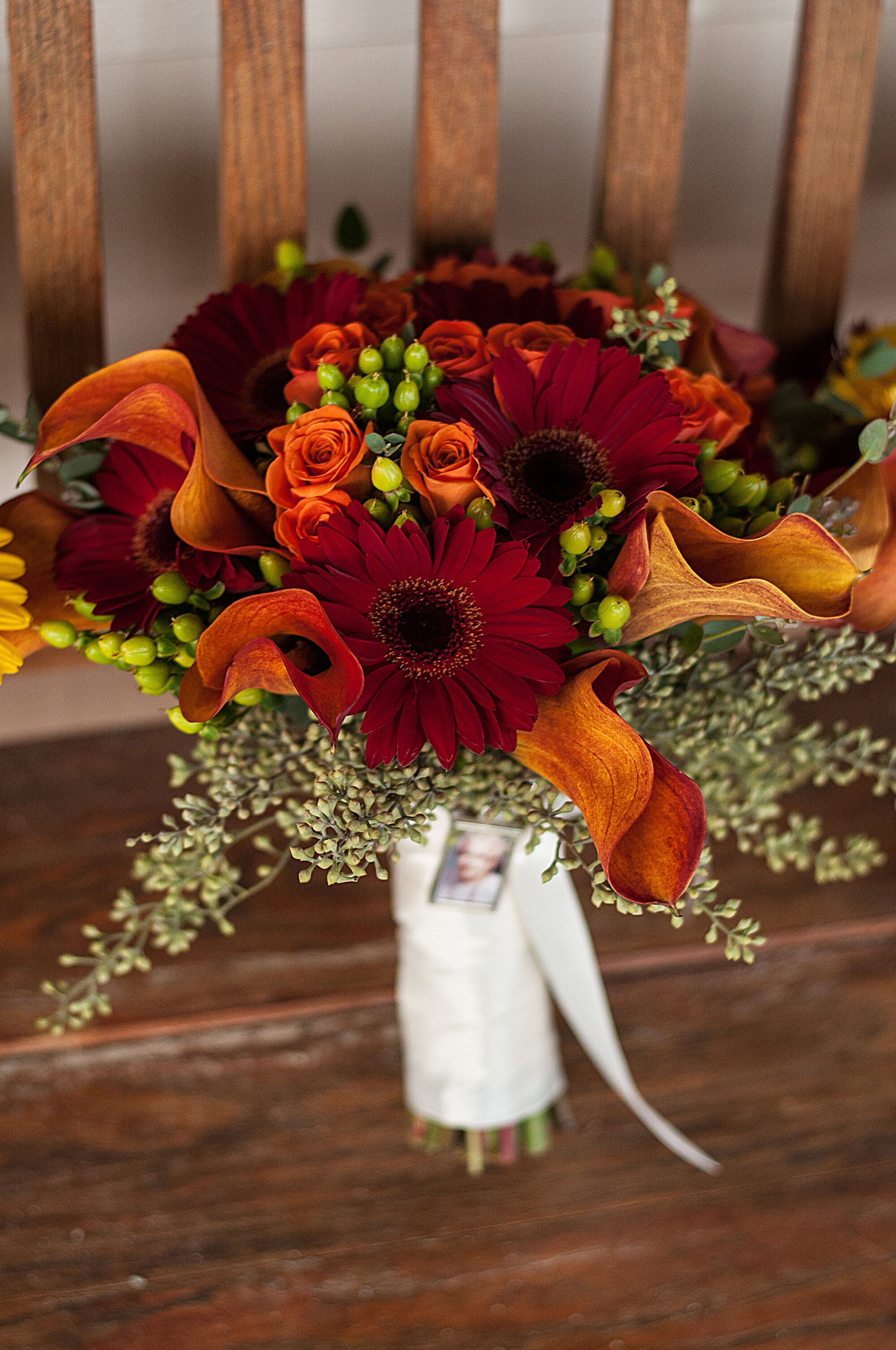 Burnt Orange and Red Bridal Bouquet