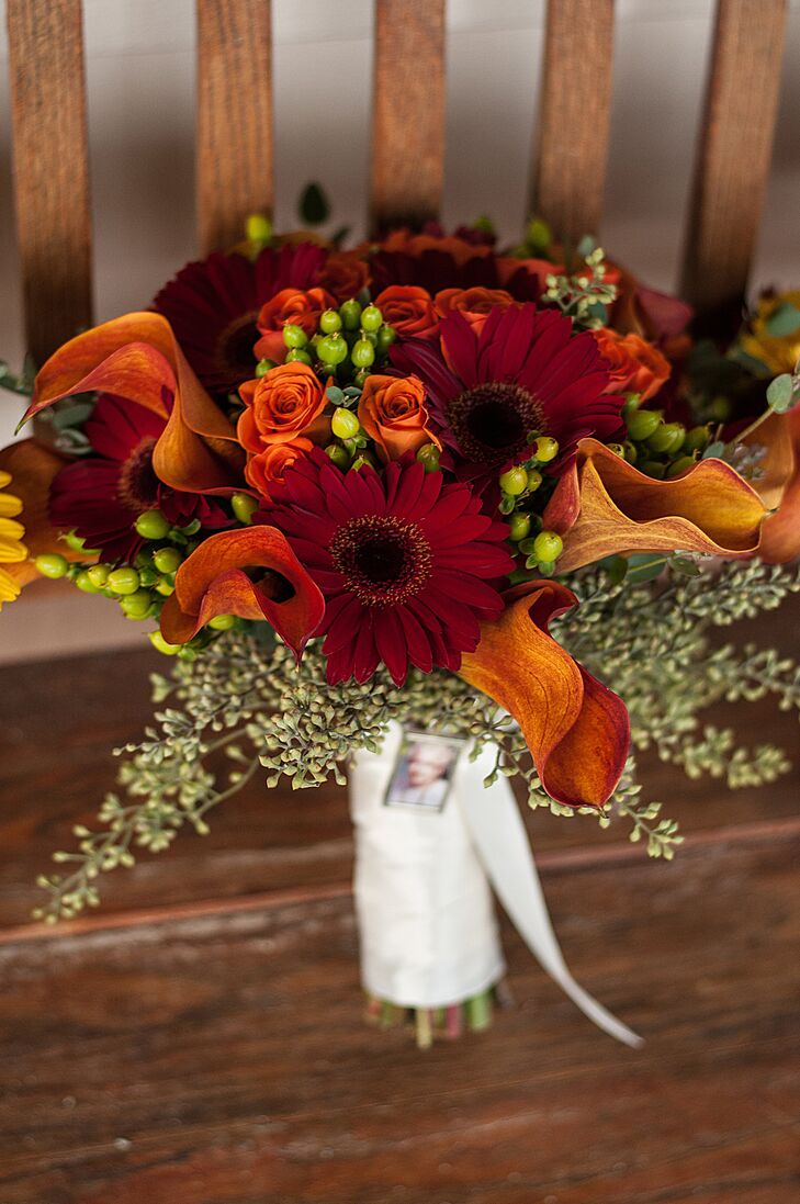 Burnt Orange and Red Bridal Bouquet