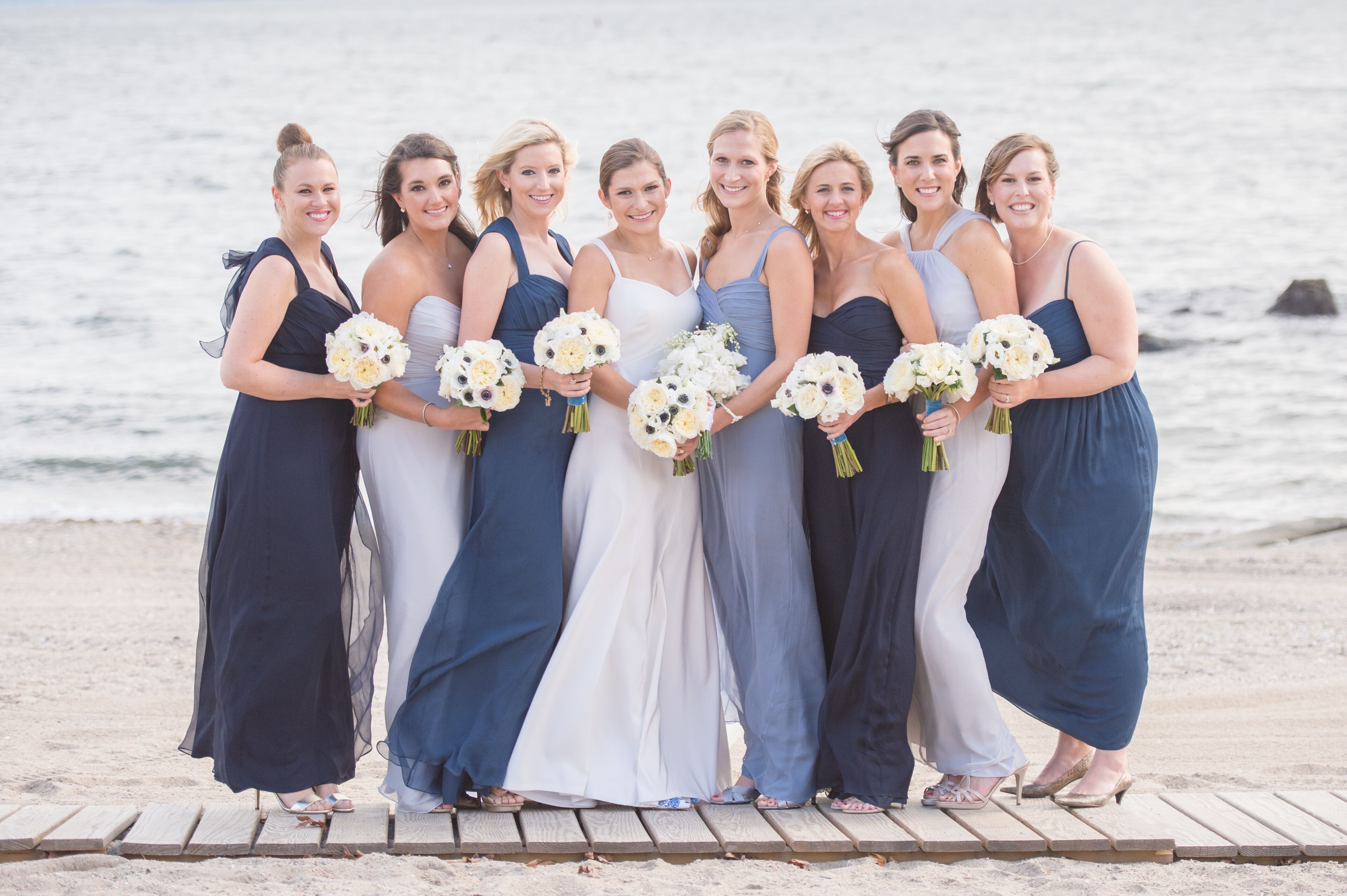 Mismatched blue bridesmaid outlet dresses