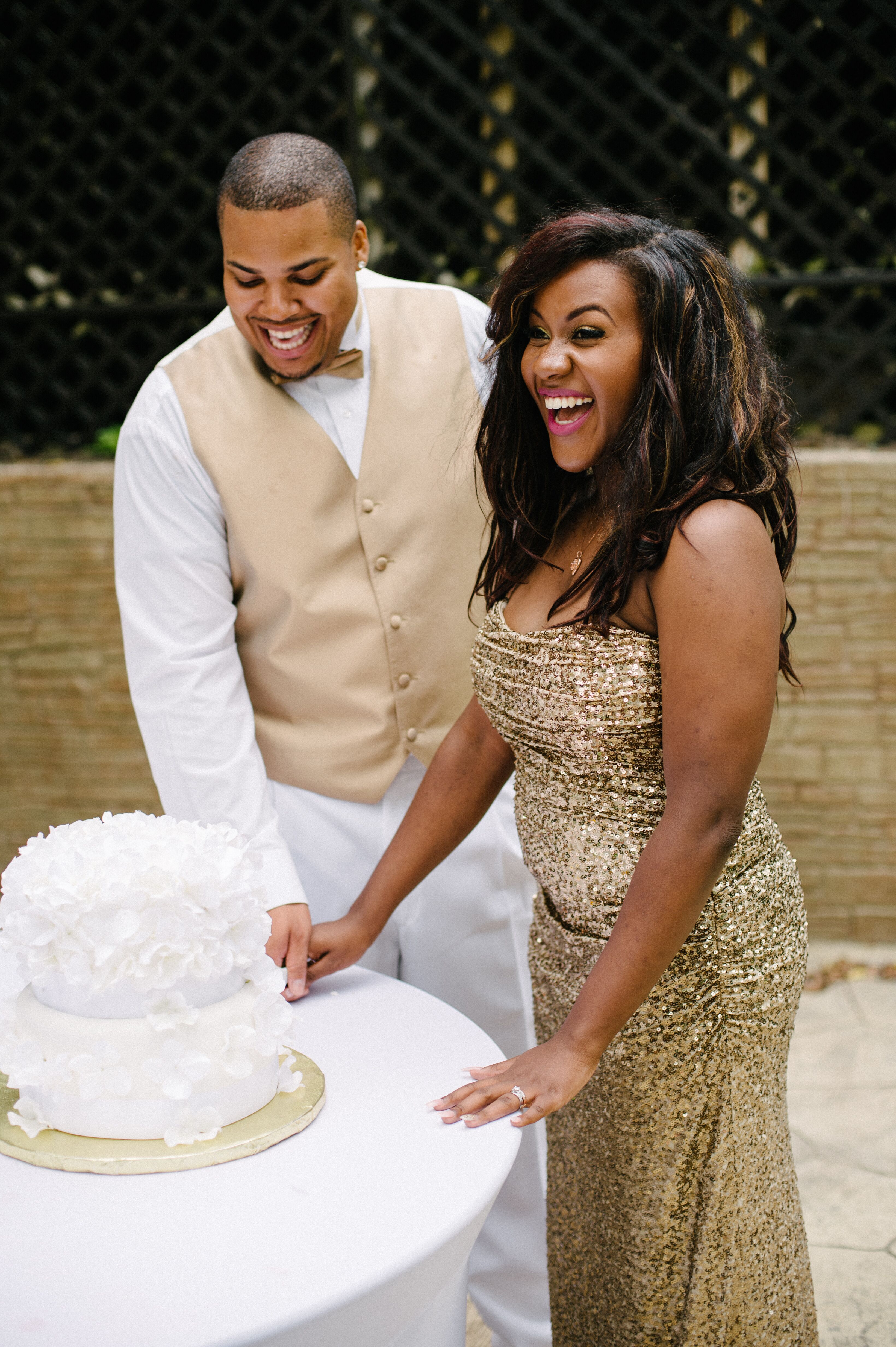 Gold Sequin Reception Dress