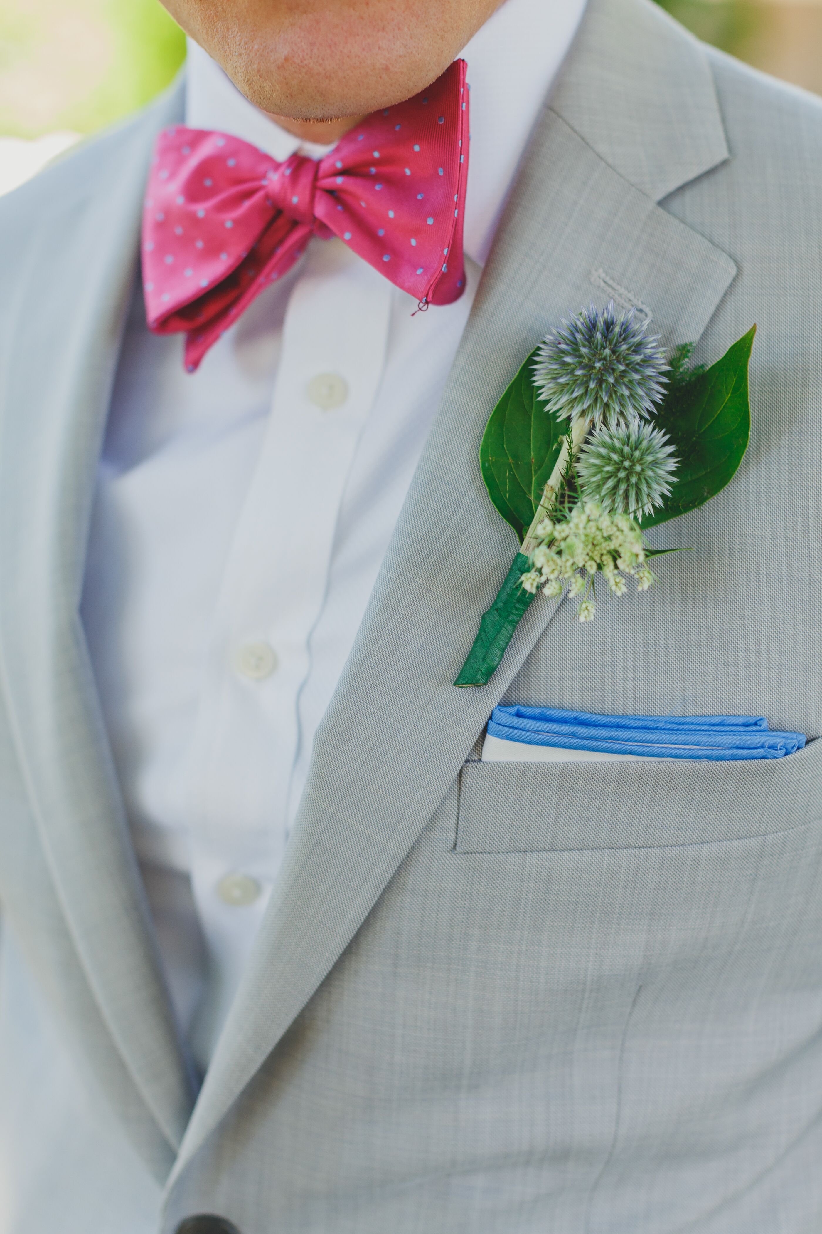 Blue Thistle and Wildflower Boutonniere