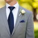 Gray Groom Suit with Navy Tie and Navy Pocket Square
