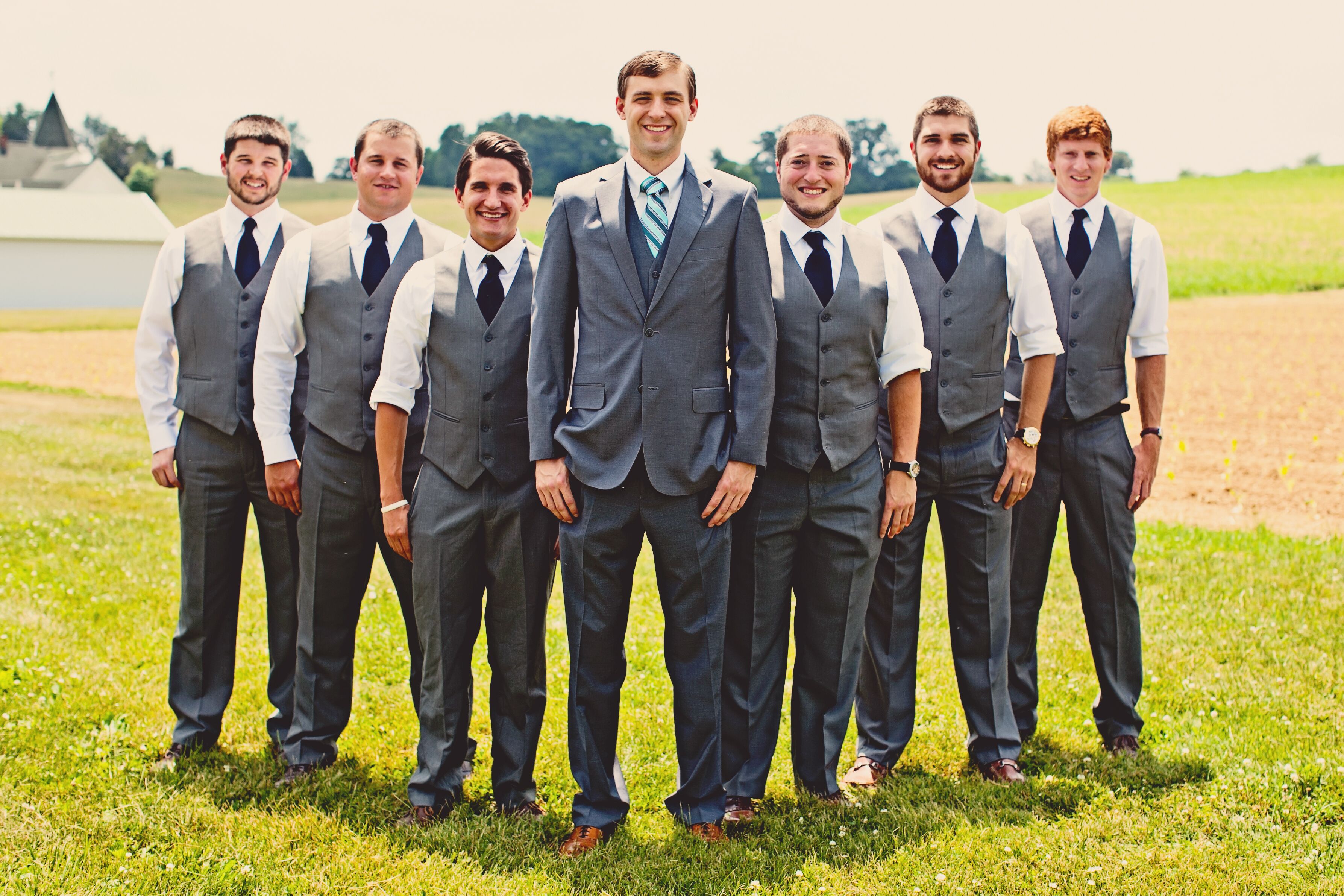 Gray Groomsmen Vest and No Jackets