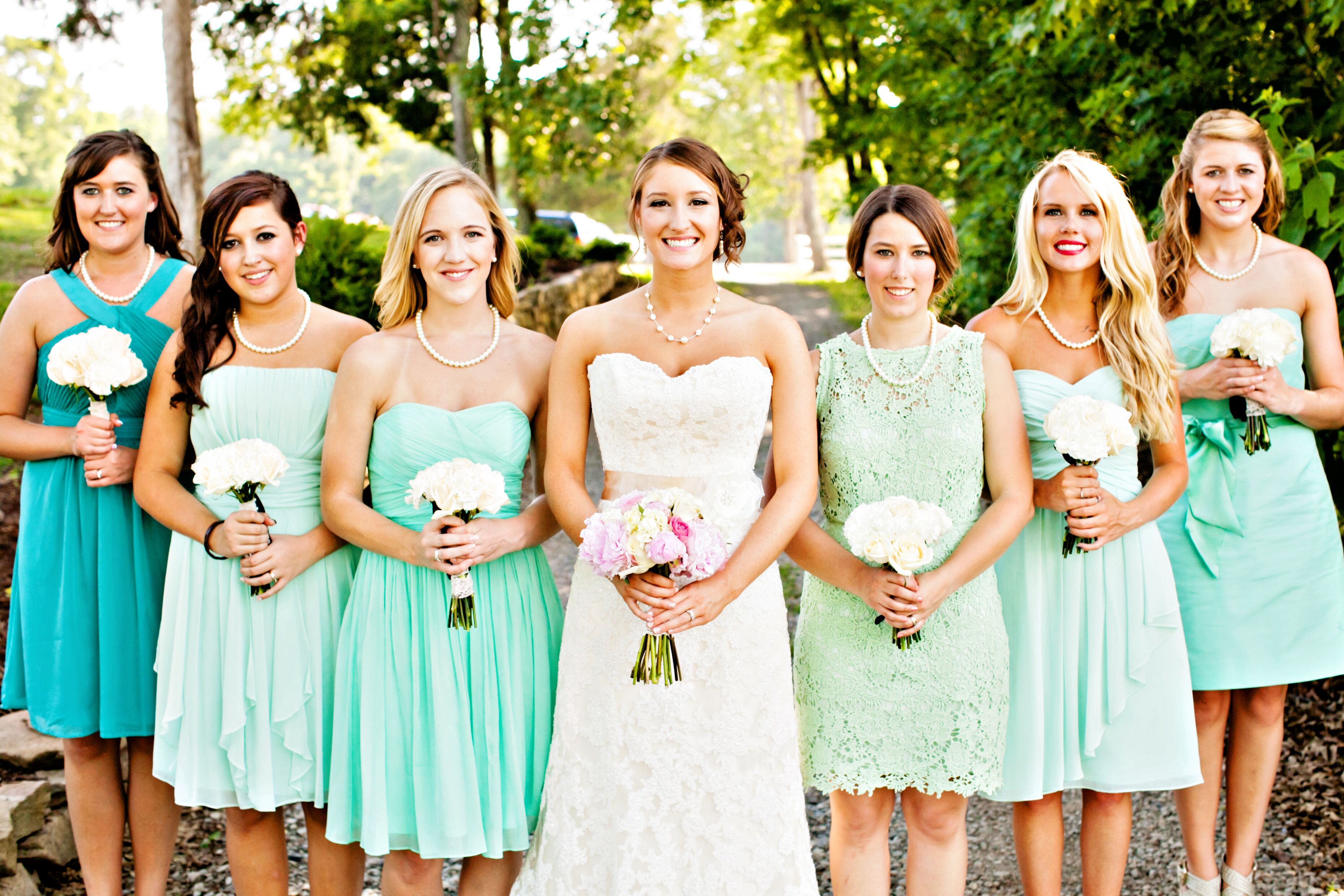 bridesmaid dresses aqua