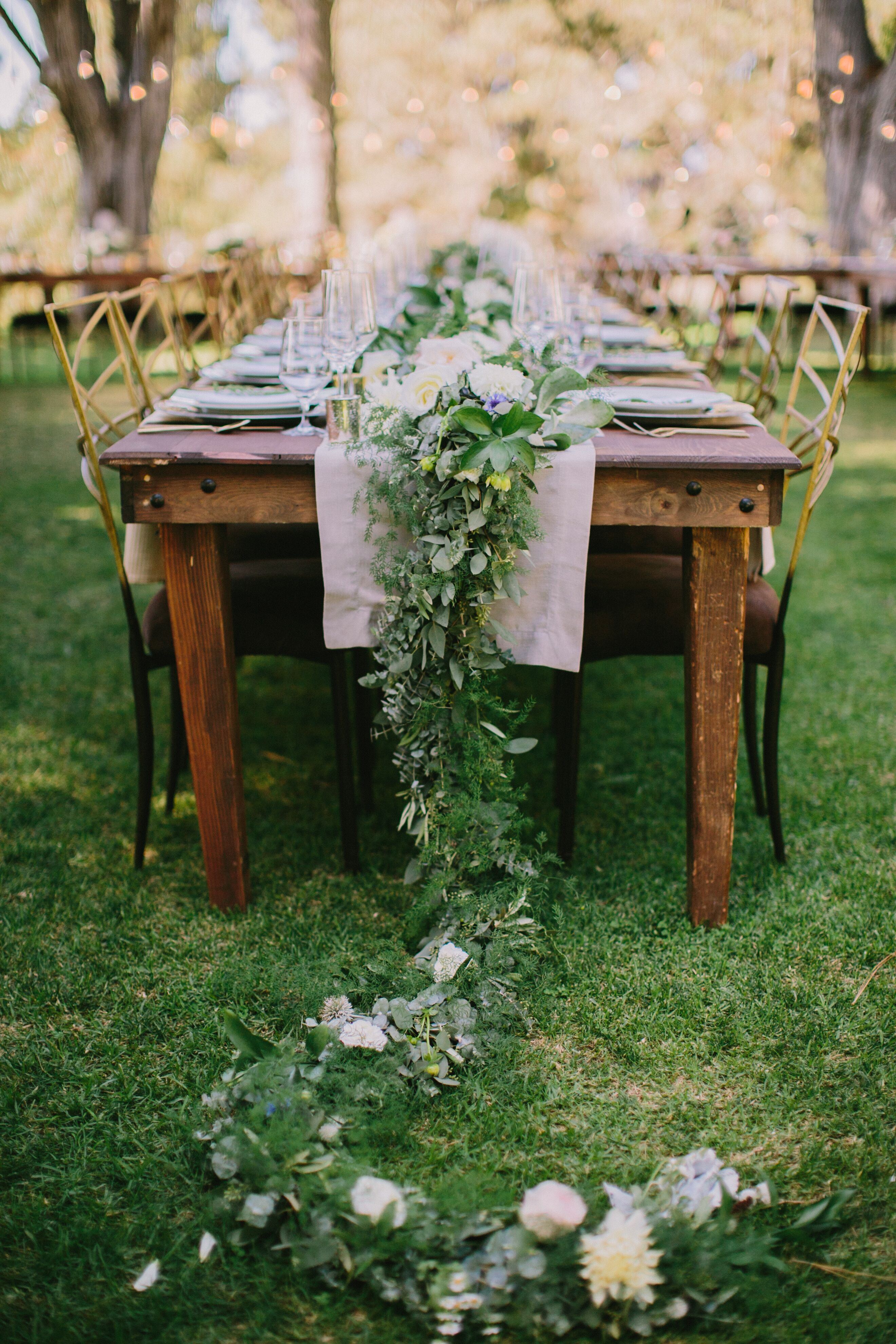 Elegant Rustic Outdoor Reception, Table Garland