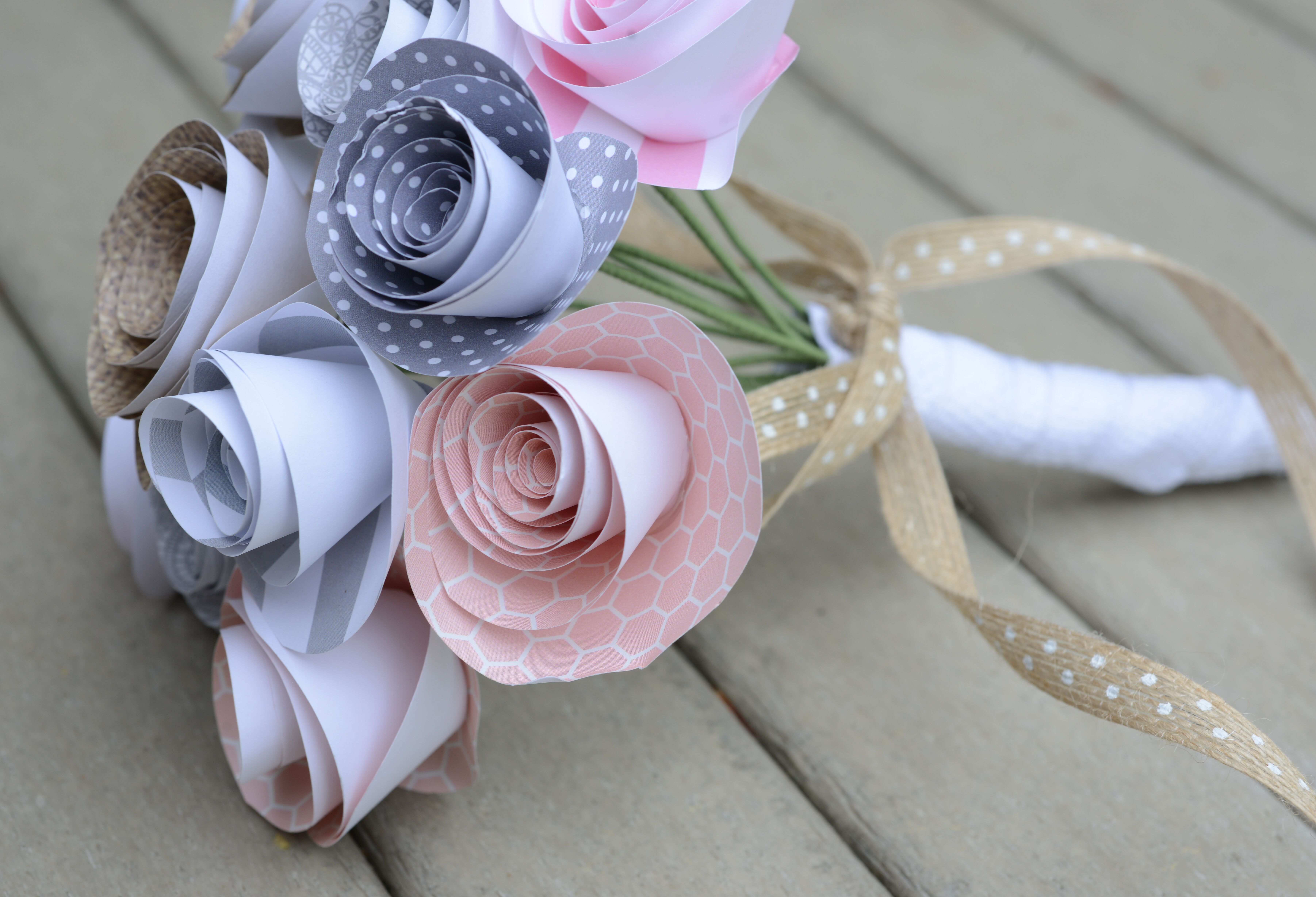 DIY Pastel Paper Flower Bridal Bouquet