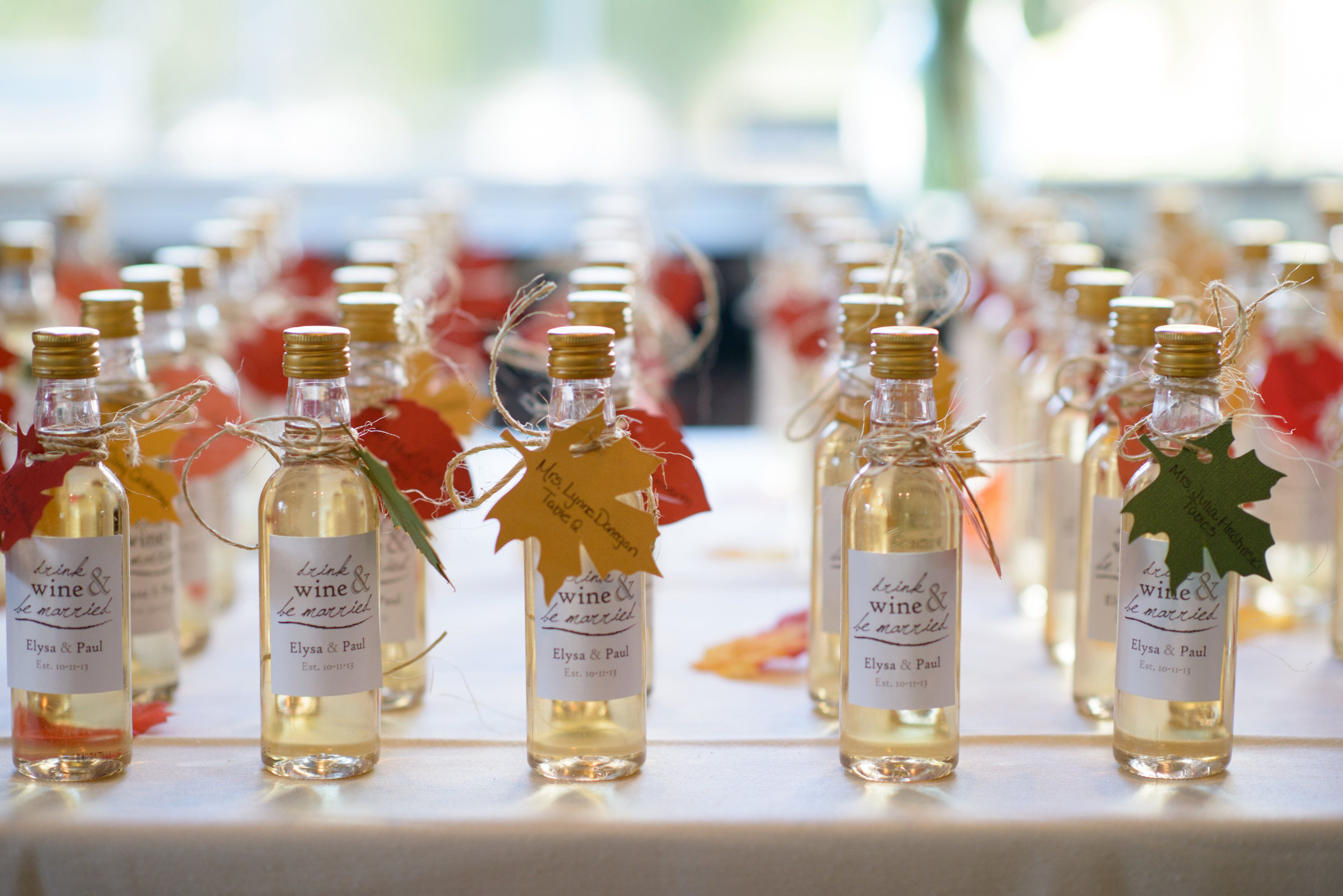 Miniature Bottles of Wine as Wedding Favors