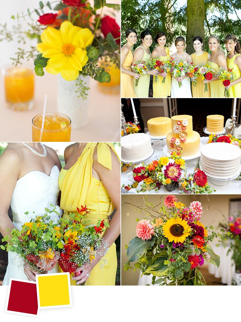 Cardinal red and pineapple wedding color ideas