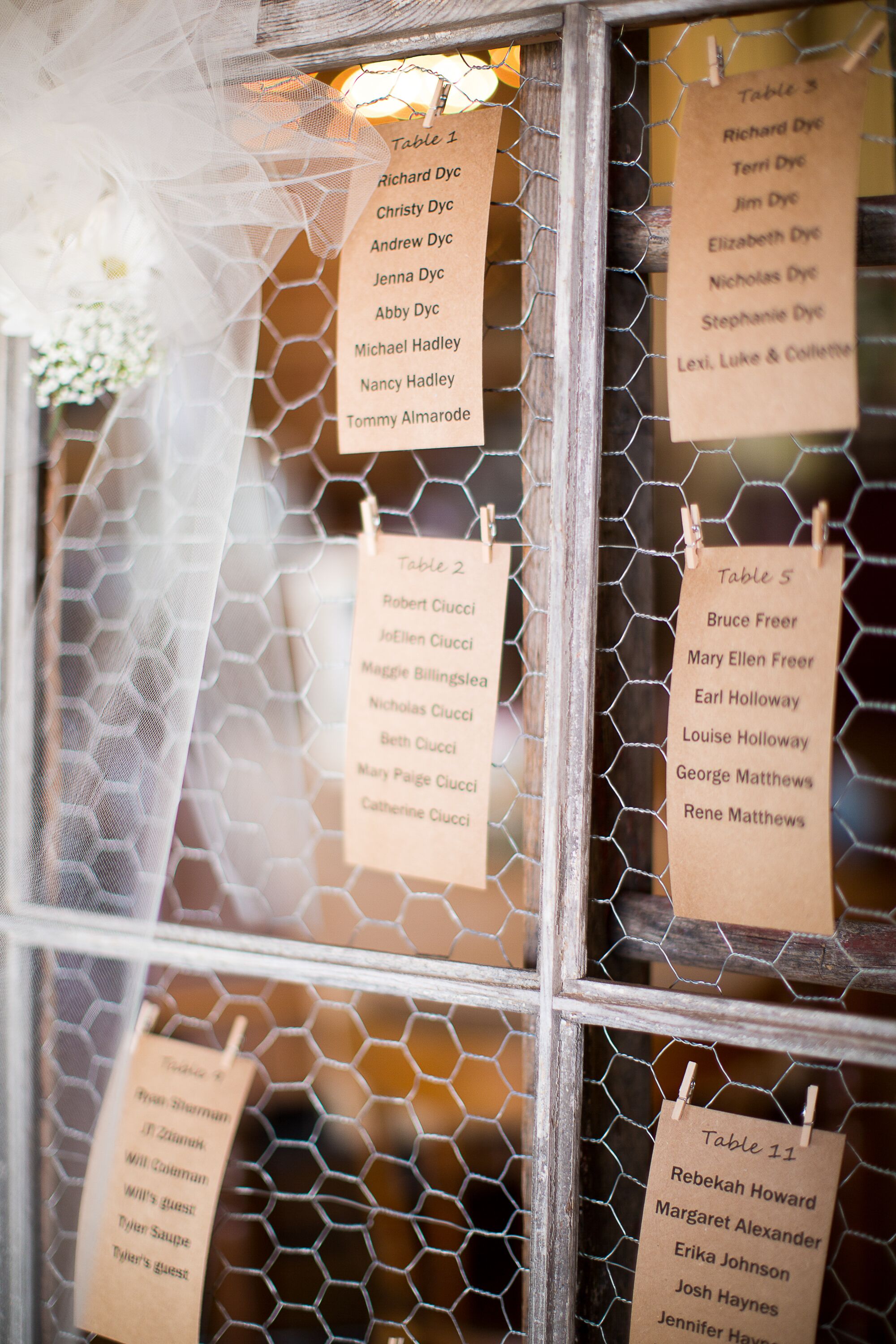 DIY Kraft Paper and Chicken Wire Seating Chart