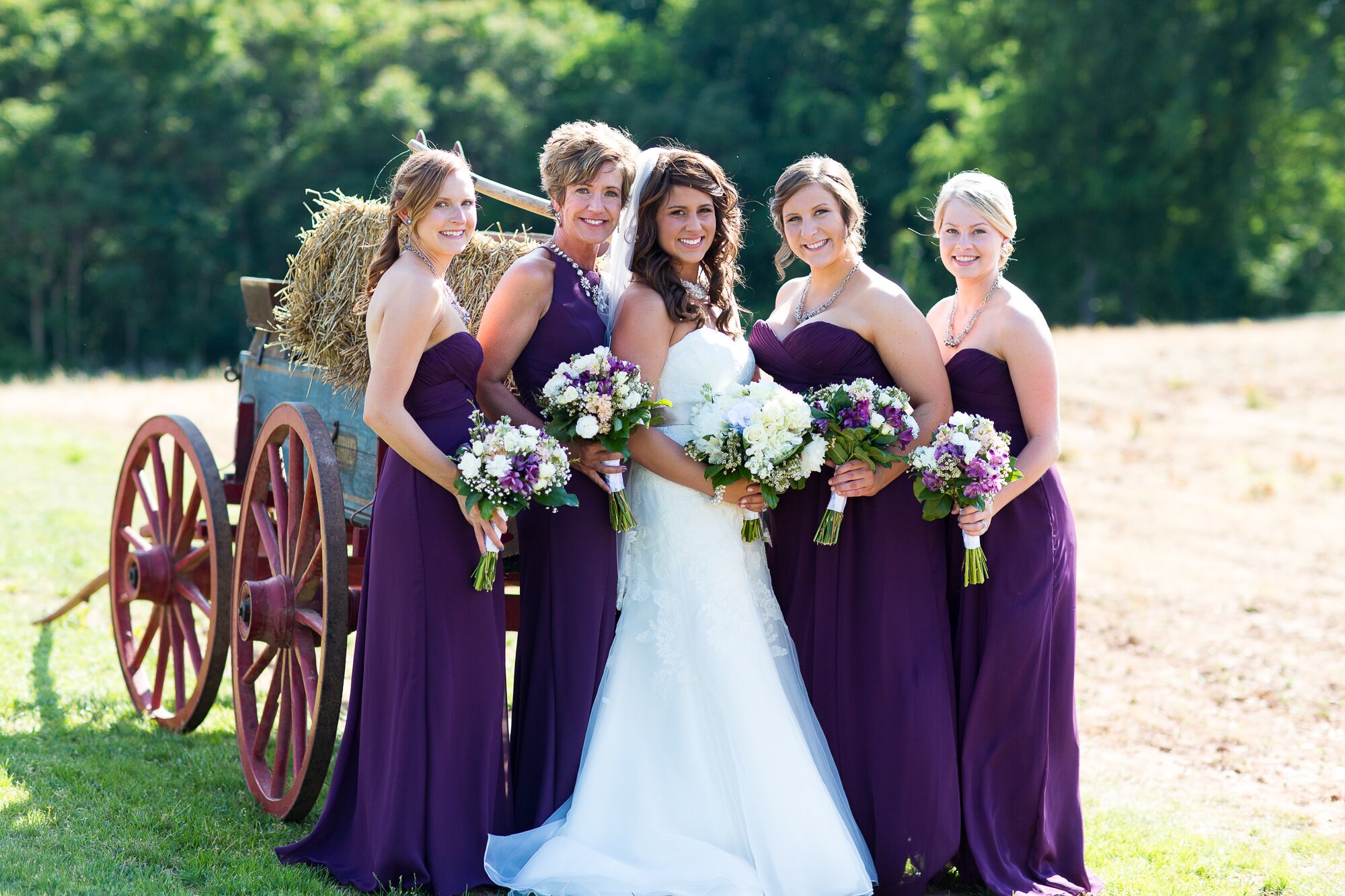 Floor-Length Eggplant Bridesmaid Dresses