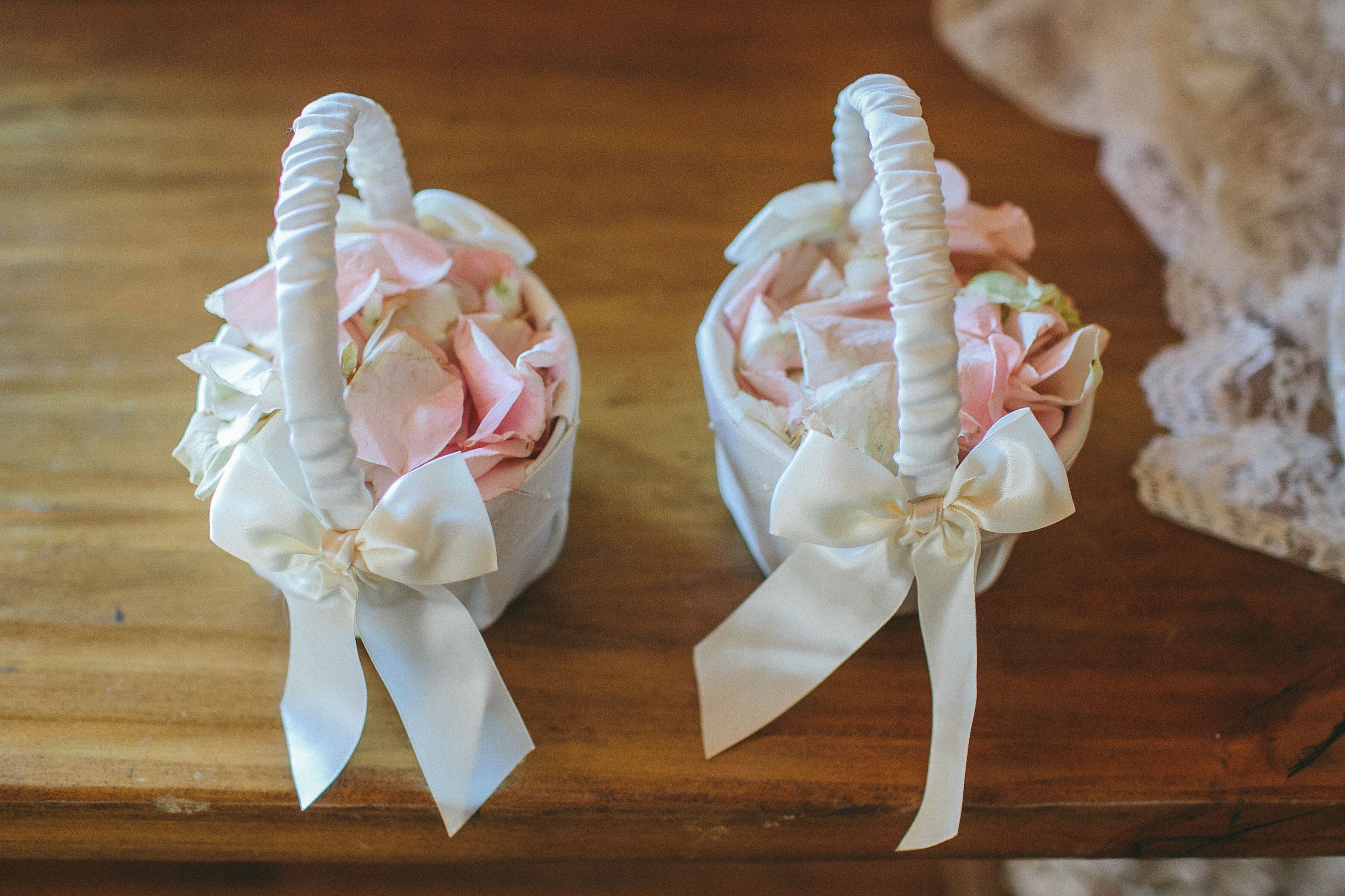 Ivory Flower Girl Baskets