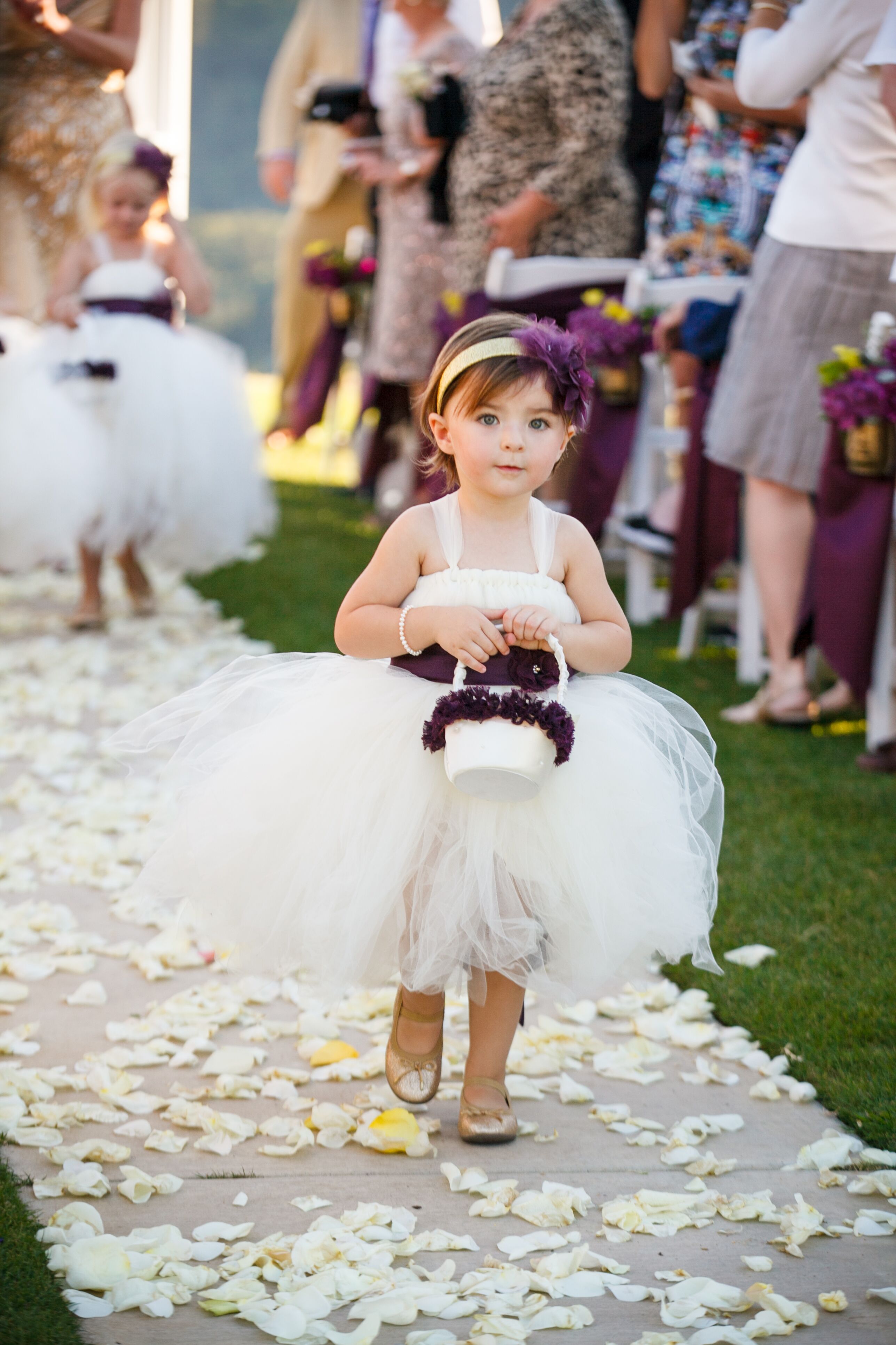 Ivory and lavender flower best sale girl dress