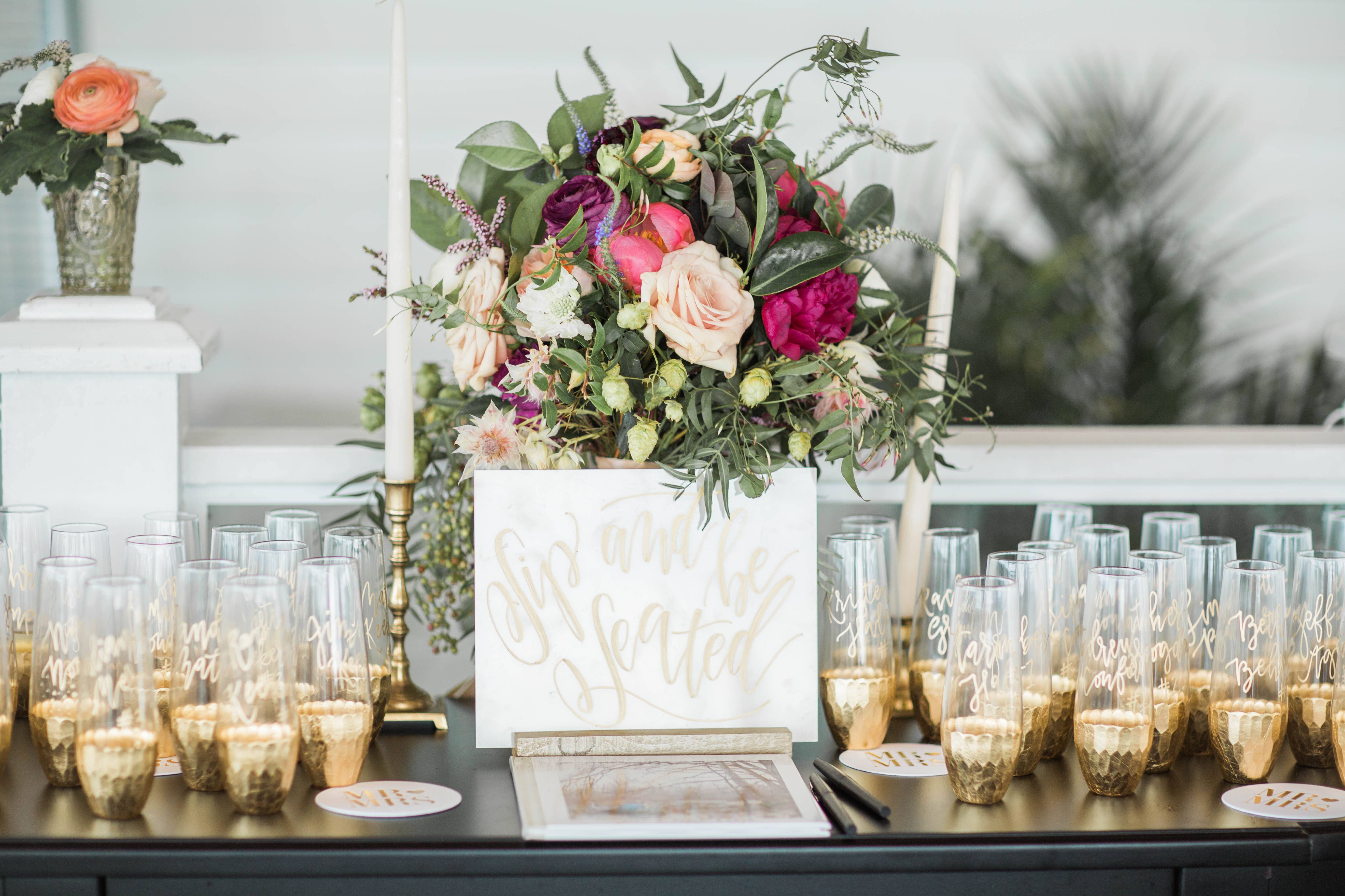 Stemless Champagne Flute Escort Card Display