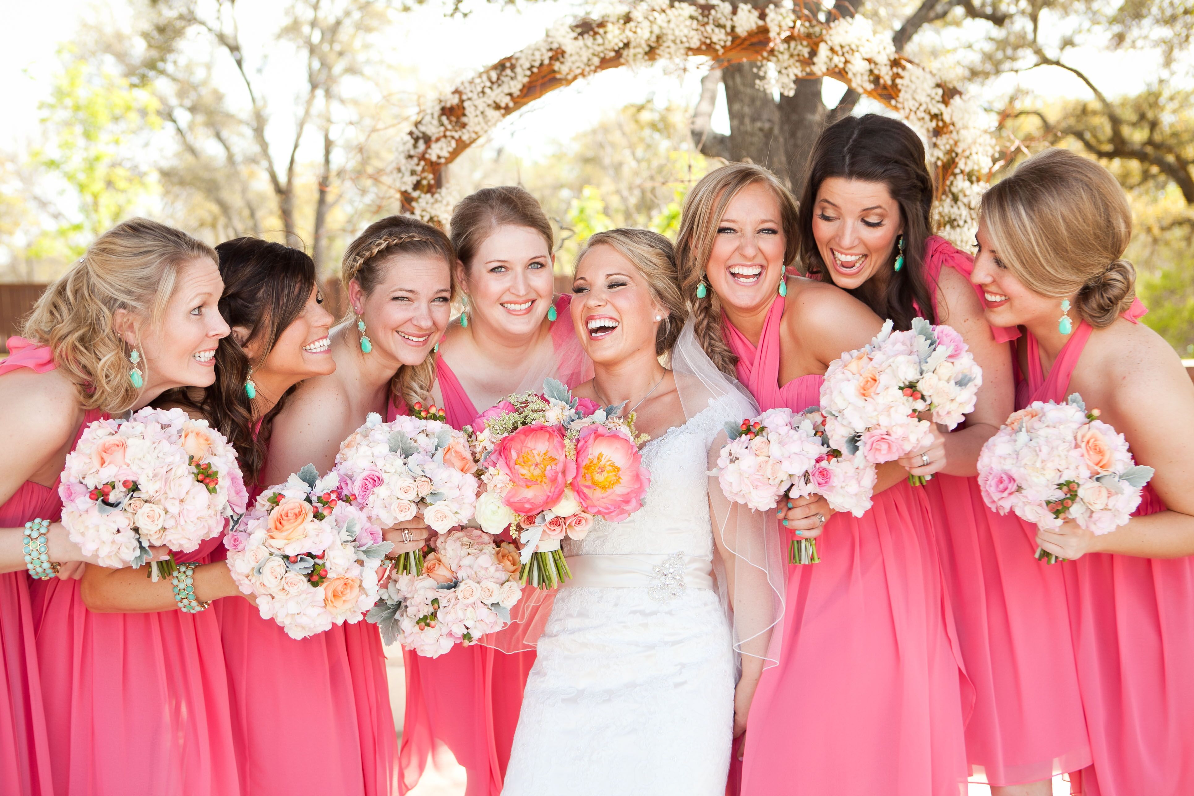 Coral pink wedding clearance dress